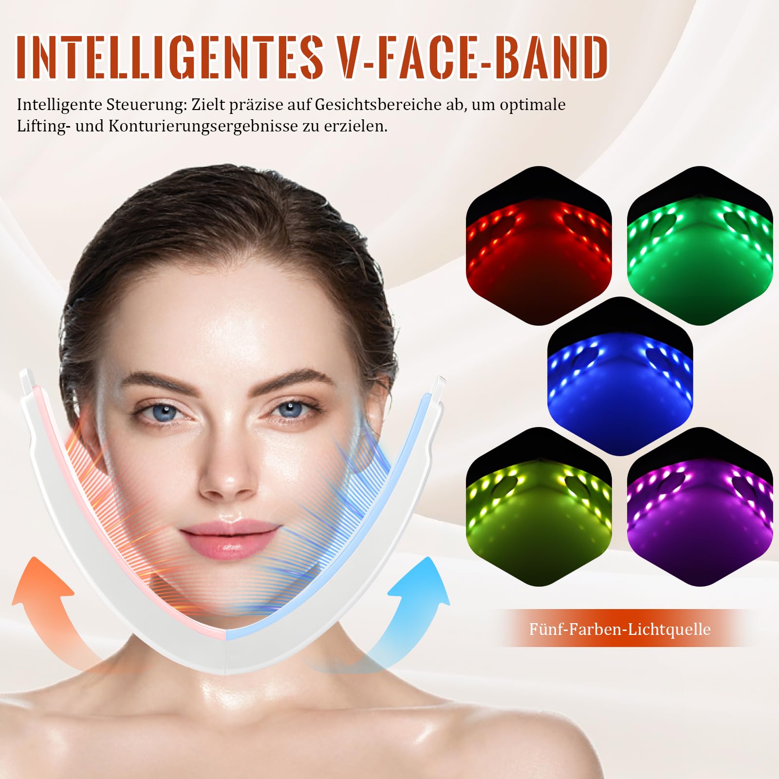 Elektrisches V-Face-Shaping-Massage, 5 Modi & 15 Intensitätsstufen, Gesichtsmassagegerät, entfernt Doppelkinn, schafft eine definierte Kieferlinie.