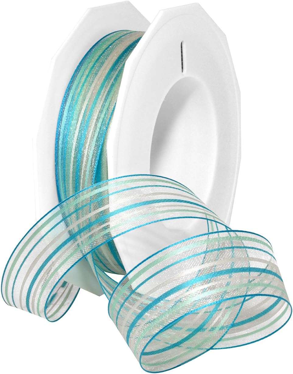 Morex Ribbon Malediven Ribbon, Polyester, 1 inch by 22 Yards, Aqua, Item 80125/20-703, 1" x 22 yd,
