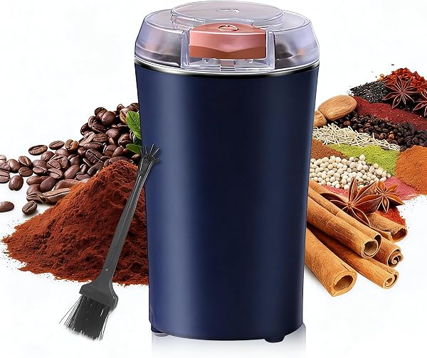 Dcceeo Moulin à Café Électrique, 200W Moulin a Cafe Electrique Moulin à Épices avec Lames en Acier Inoxydable Une Touche Broyeur Cafe Grain Multifonctionnel pour Grains, Épices, Noix, Poivre, Herbes - 1