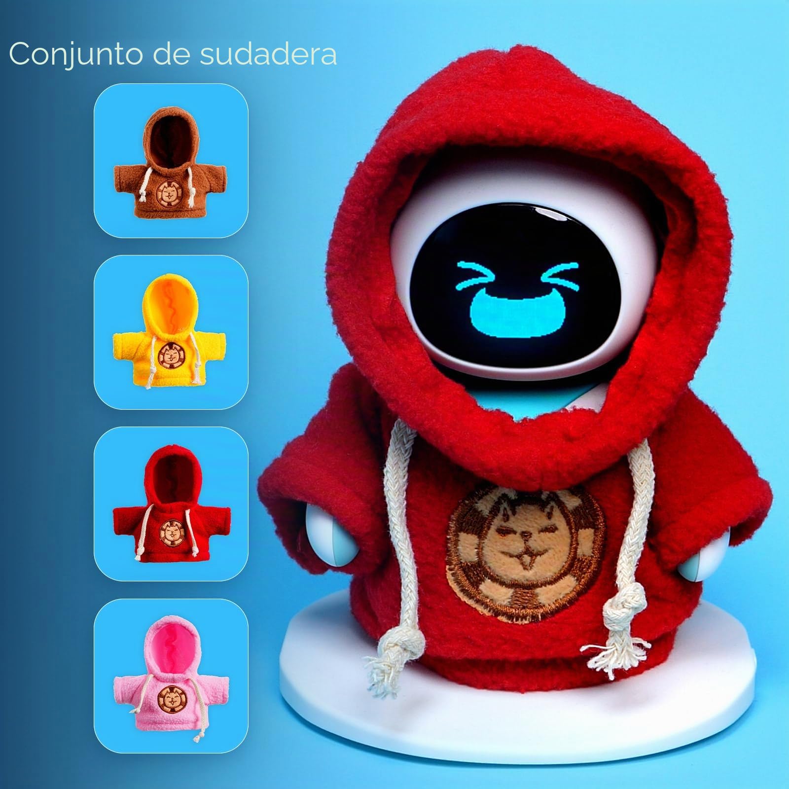 Conjunto de capa y sudadera con capucha para Eilik – 4 piezas peludas en cuatro colores y 4 capas para mascotas en cuatro estilos