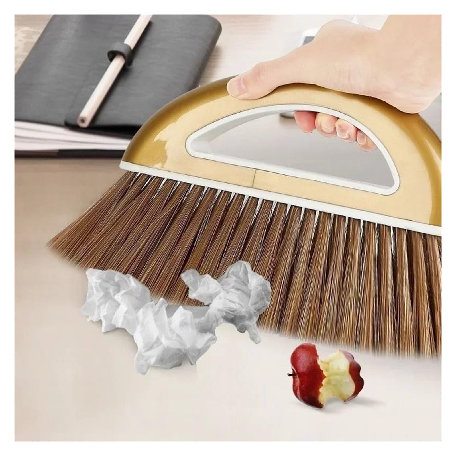 Limpiaparabrisas barredor for Pisos Accesorios for el hogar Juego de Escoba y recogedor plástico(Beige 2PCs)