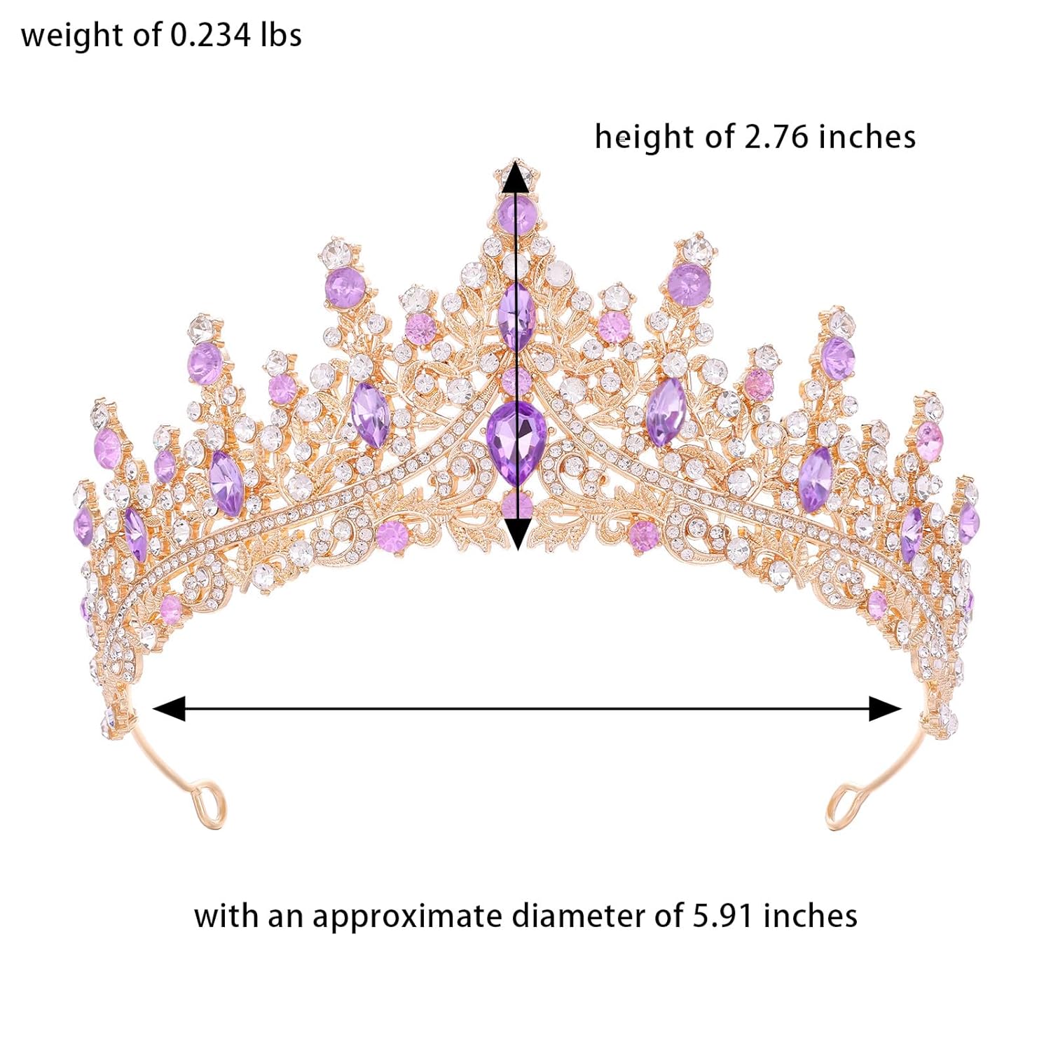 Purple Tiara for Women Crystal Queen Crowns Rhinestone Princess Tiaras for Girl Wedding Headband for Bride Hair Accessories for Halloween Costume Birthday Party Prom Mother's Gifts - Image 2