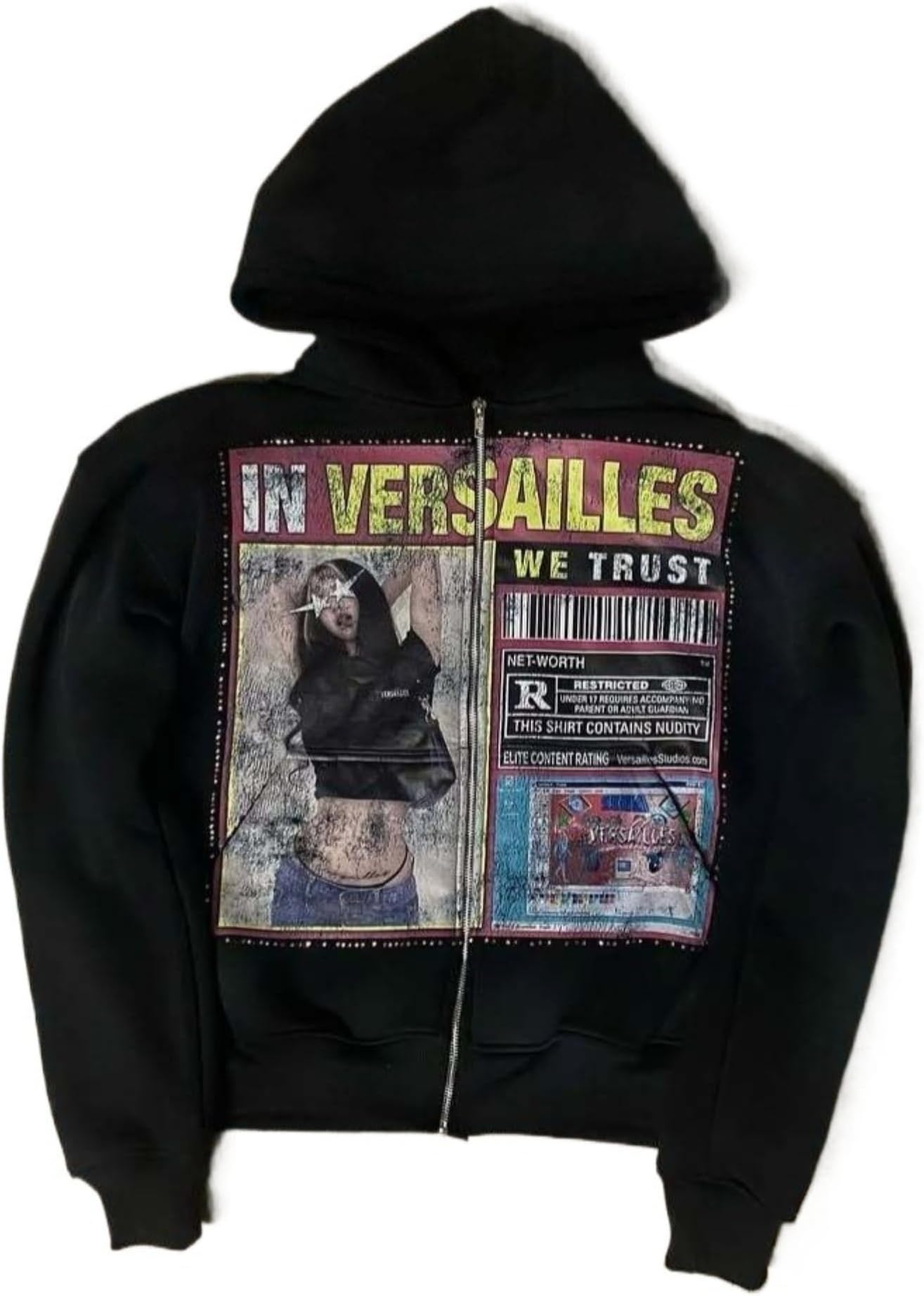 Zip up Hoodie Y2k Oversized Graphic Hoodies Unisex Grunge Jackets Streetwear Vintage 2000s Emo Clothes
