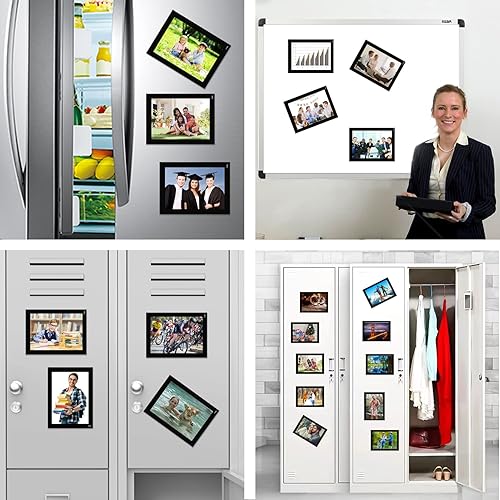 Miniatura 7 de STTMGN Marcos magnéticos para fotos con borde negro (4 x 6 pulgadas, paquete de 10), bolsillos magnéticos para marco de fotos, soporte para