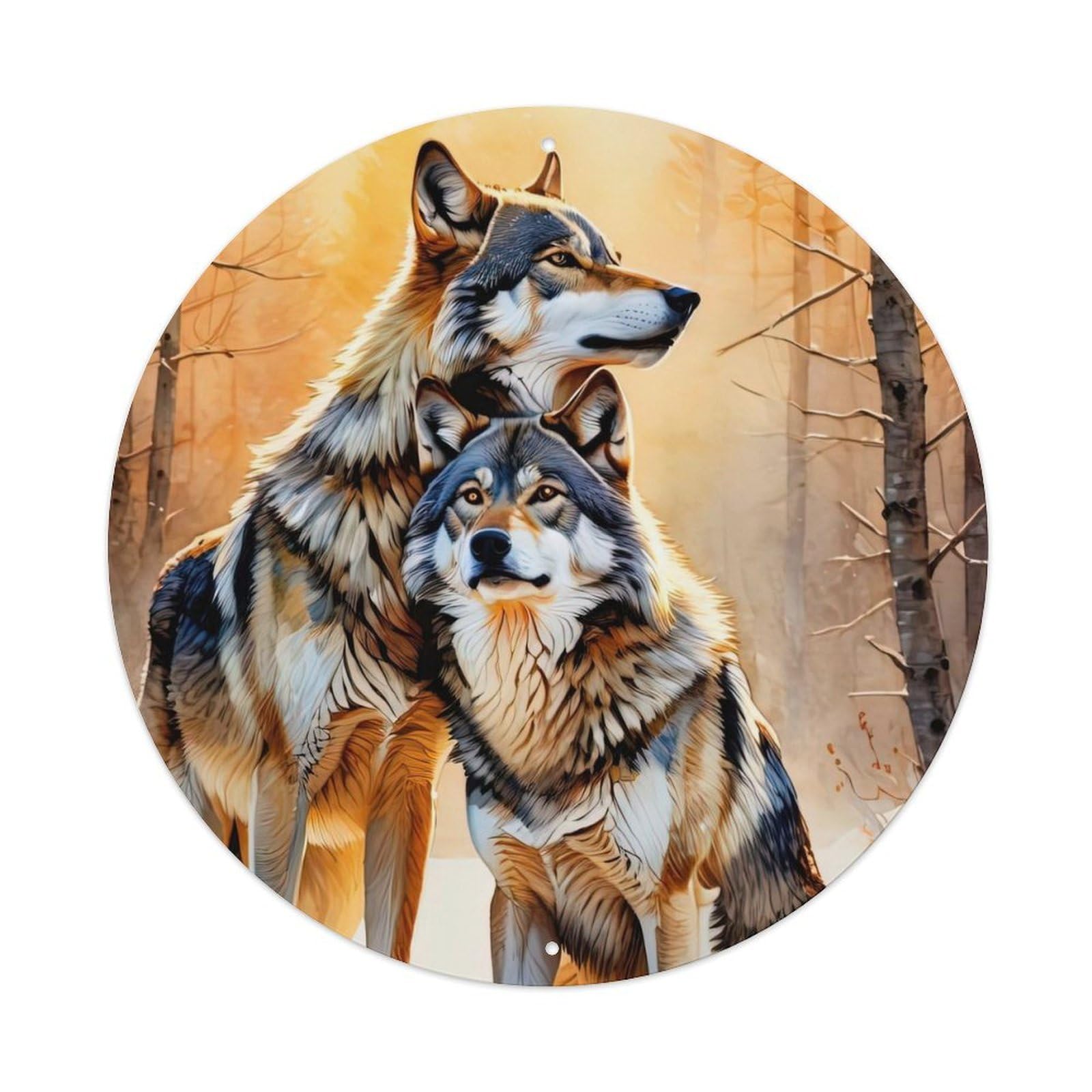 Animal Two Wolves in The Snow Metal Tin Sign