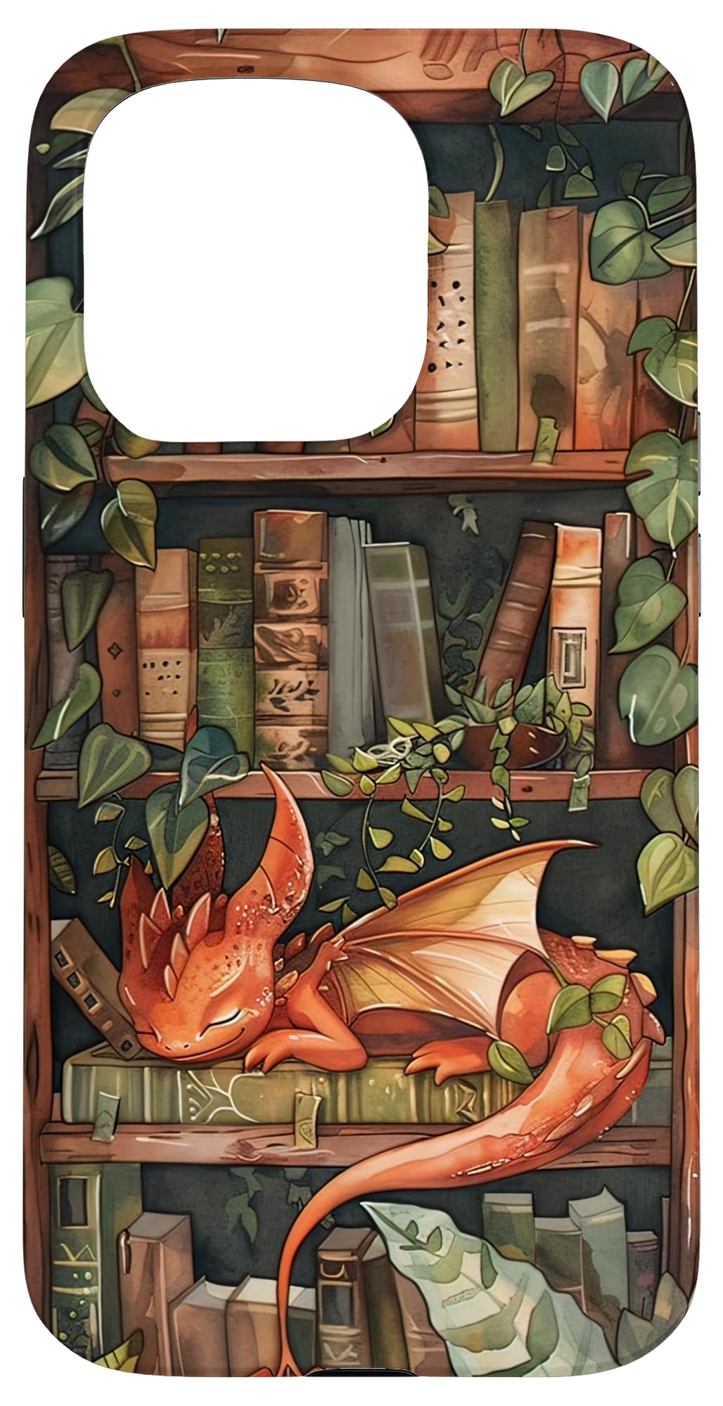 Cute Dragon Books Cottagecore Flower Bookworm Book Lover Case for iPhone 15 Pro