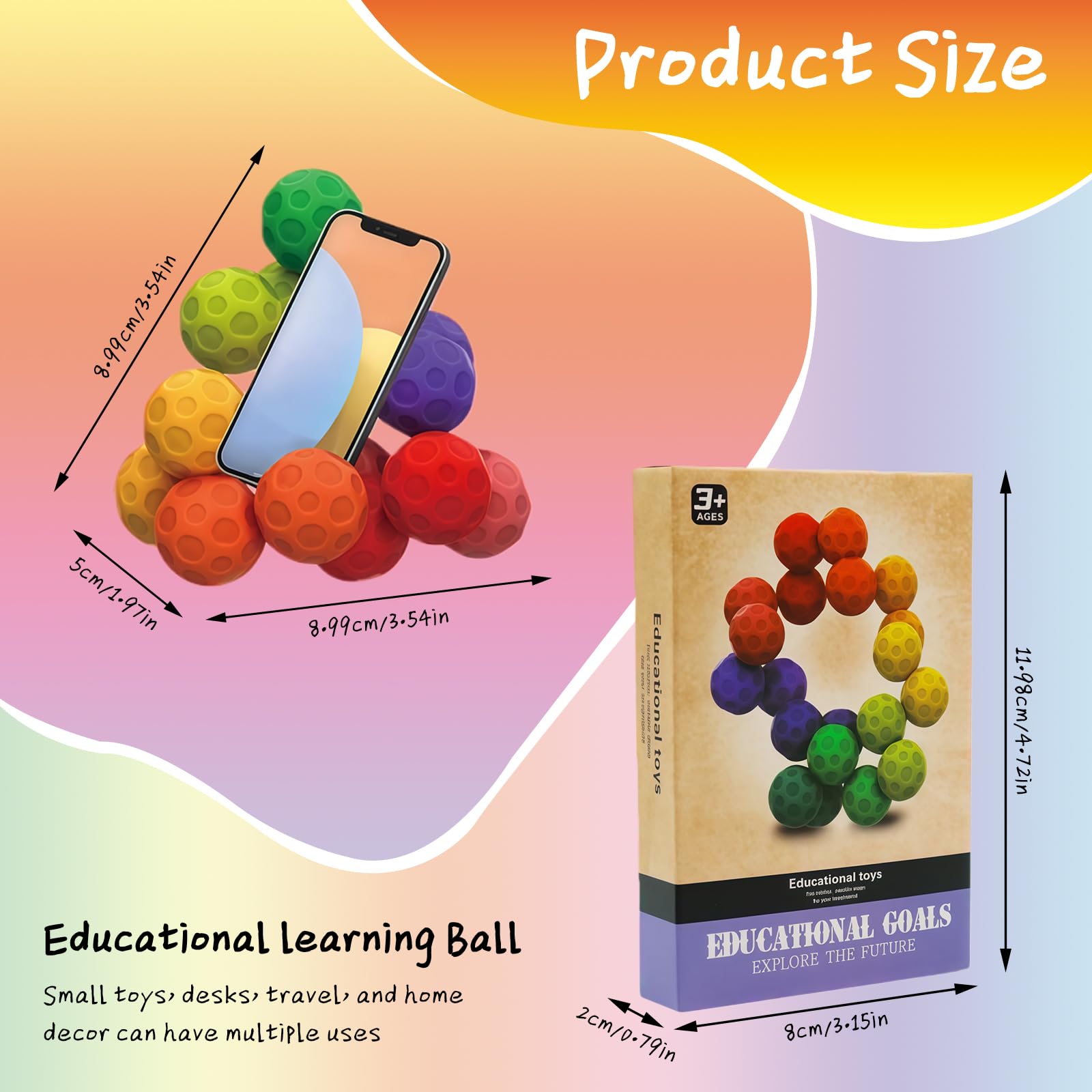 Briocht Sensory Fidget Toys for Kids, Rainbow Stress Relief Balls and Quiet Popper Toys for Autism and ADHD - Image 3