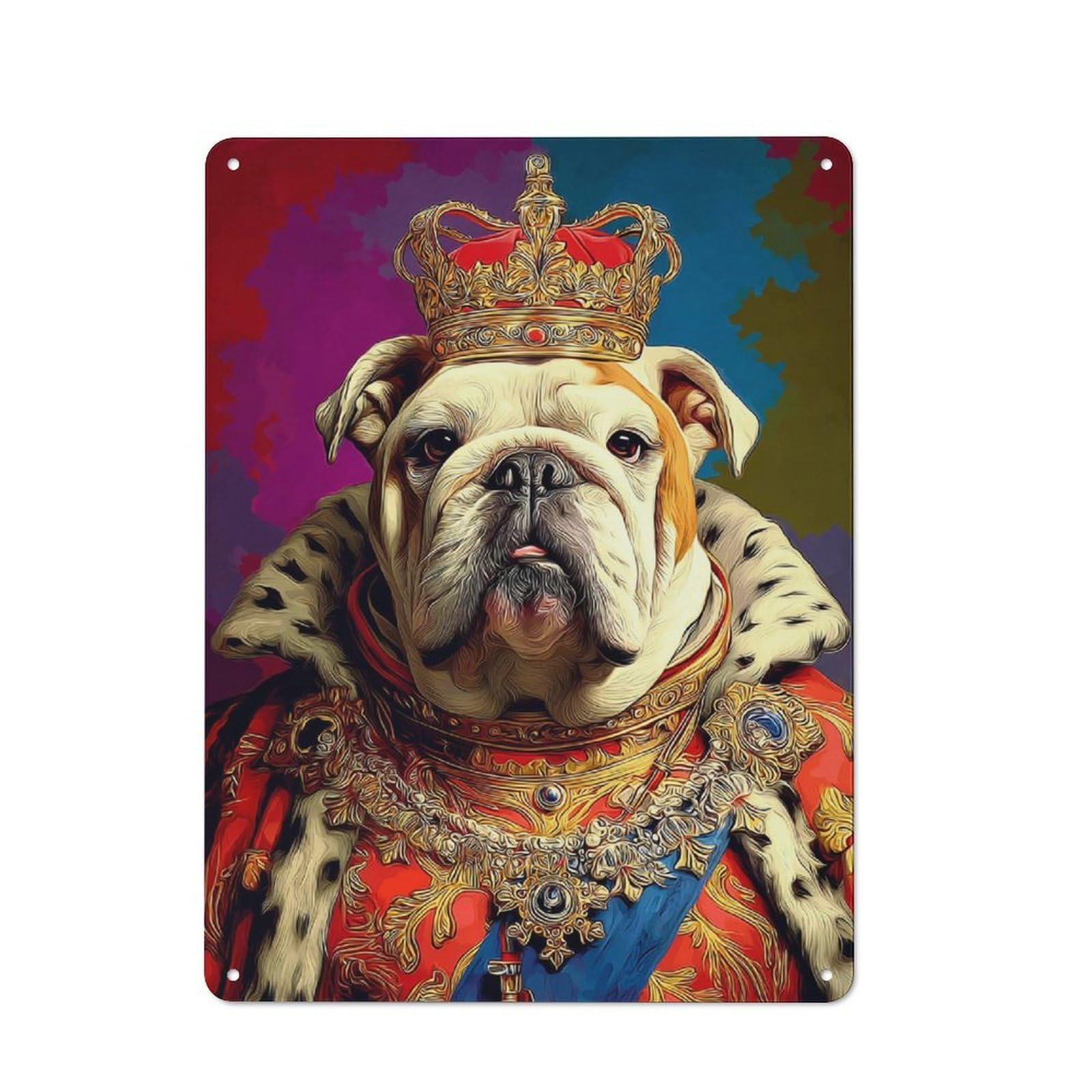 Royal Bulldog Portrait Artwork-1 Classic Metal Wall Decor 40x30cm, Decorative Tin Plaque for Cafe, Pub, Workshop Or Home Bar
