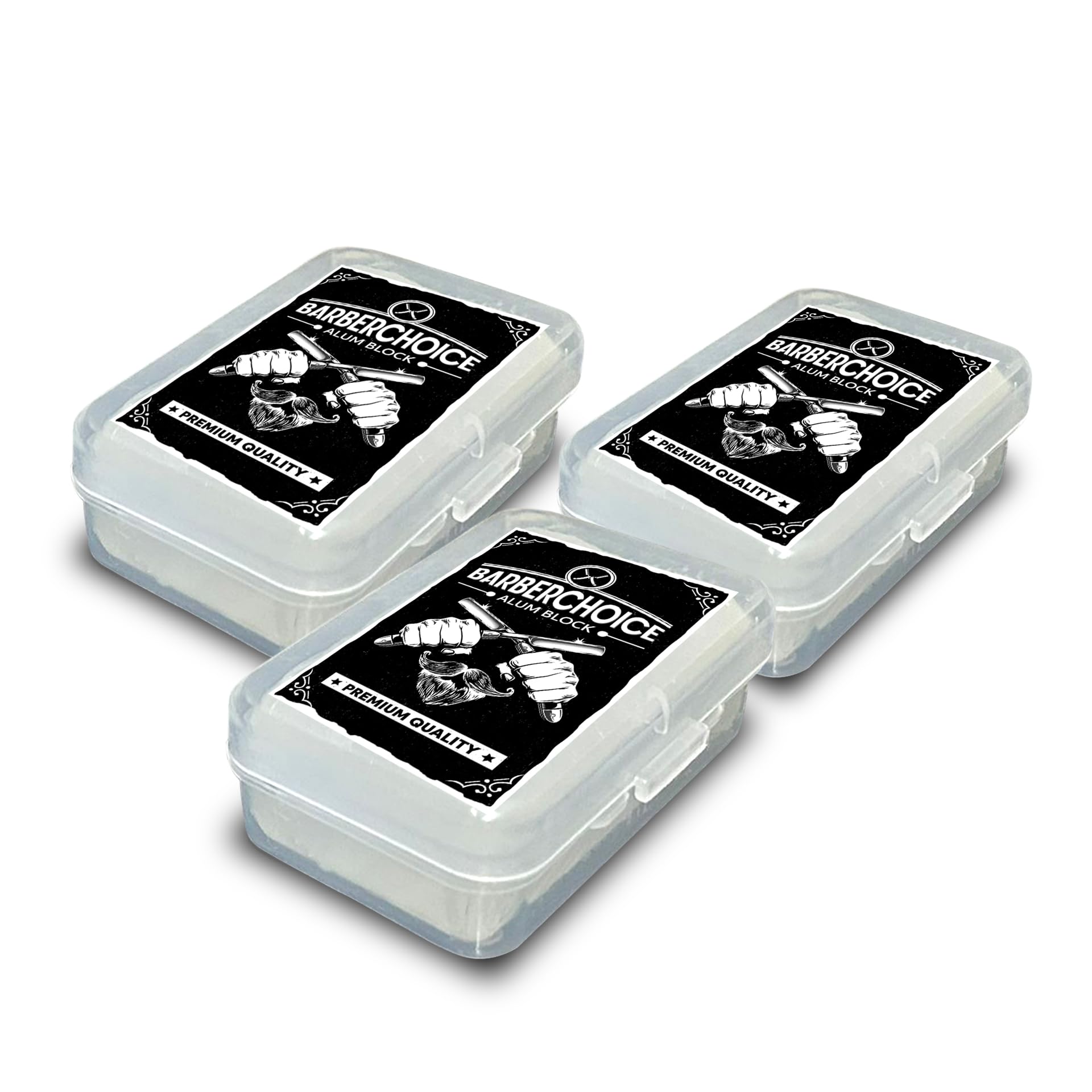 Pacific Pelican Alum Block for Shaving - Premium Quality | Razor Burn Relief & Skin Soothing Aftershave in Durable Plastic Case | Pack of 3