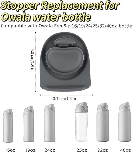 Miniatura 2 de Joshey Juego de 6 tapones de repuesto con sello de goma, compatible con la botella de 24 onzas con pico y tapa de la Owala Freesip - Piezas de Gris