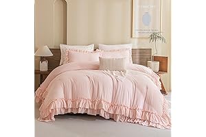 Vintage Blush Pink Shabby Chic Comforter Set: Farmhouse and Romantic Boho Comfort
