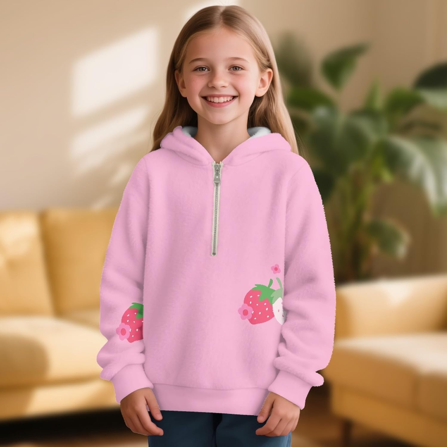 Hawapod Girls Oversized Sweatshirt Graphic Comfort Half Zip Pullover Hoodies Outdoor Daily SSpring Fall Hoodie For Girl