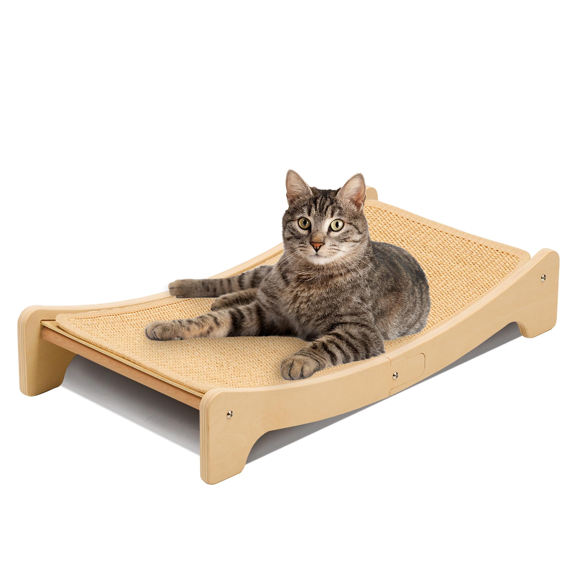 PETKARAY Sisal Cat Scratching Board, Curved Sisal Cat Scratcher, Large Indoor Kitty Scratch Pad, Heavy Duty Arc Lounge Bed for Kitten