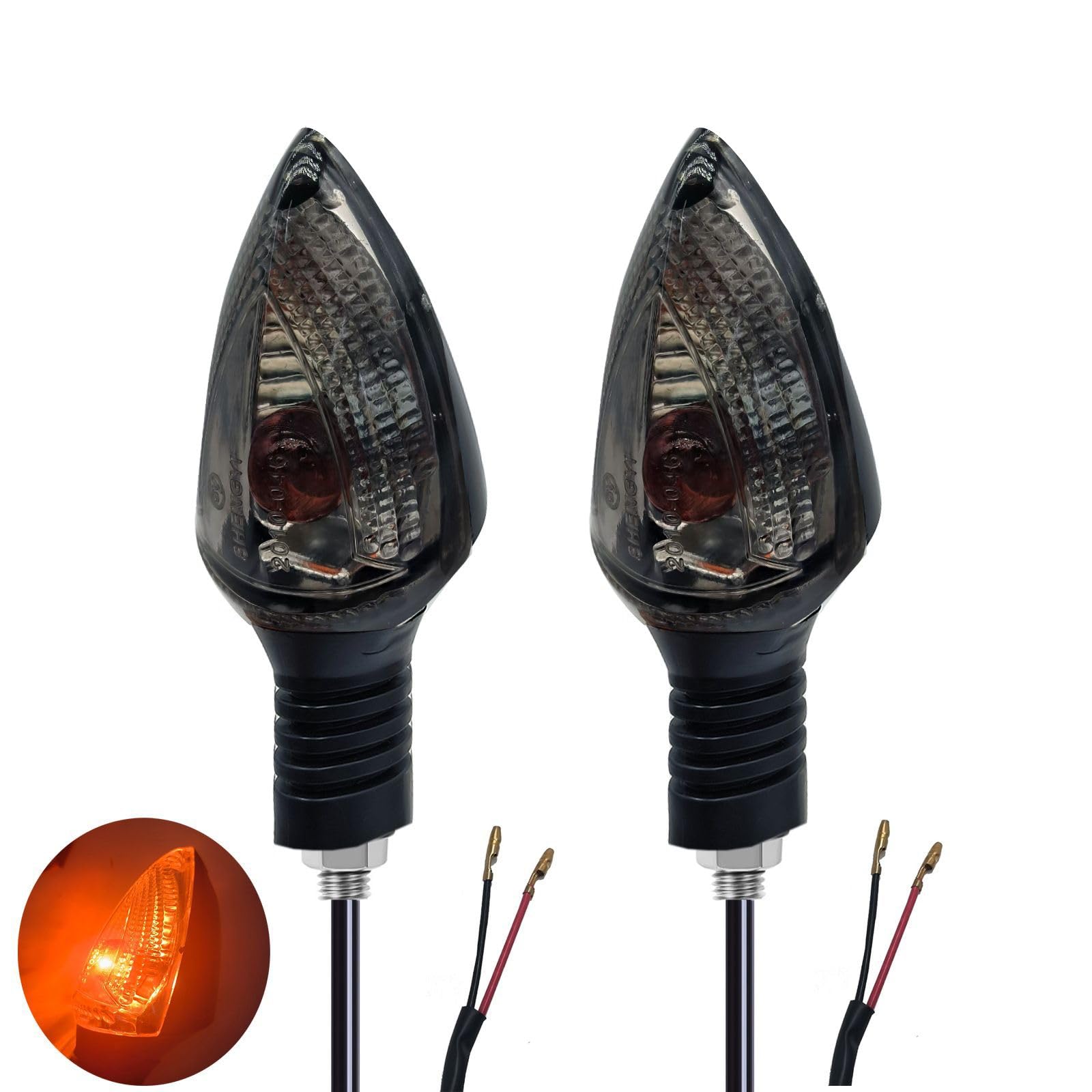 VRWEARE 2PCS Motorcycle Turn Signals Front/Rear Indicators Compatible with KTM 990 690 Adventure Super Enduro Duke SMT SMC (Smoke Shell)