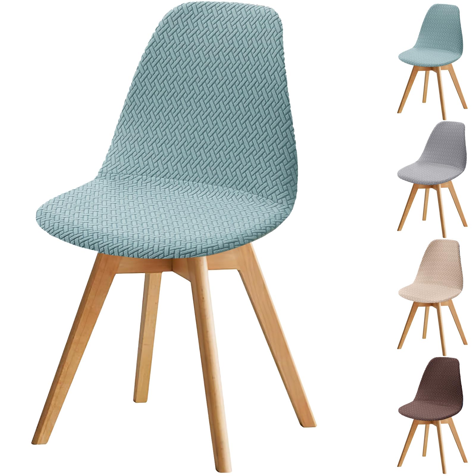 Fuloon Shell Dining Chair Covers, Mid Century Modern Chair Slipcover, Jacquard Elastic Dining Chair Covers, Washable Removable Chair protector for Dining Room, Kitchen, Restaurant, Hotel