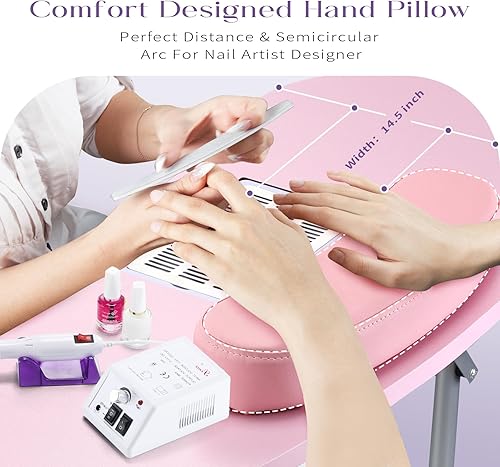 Miniatura 4 de Mesa de manicura con colector de polvo de uñas, mesa portátil para uñas, escritorio rodante para uñas, estación de uñas, mesa plegable profesional