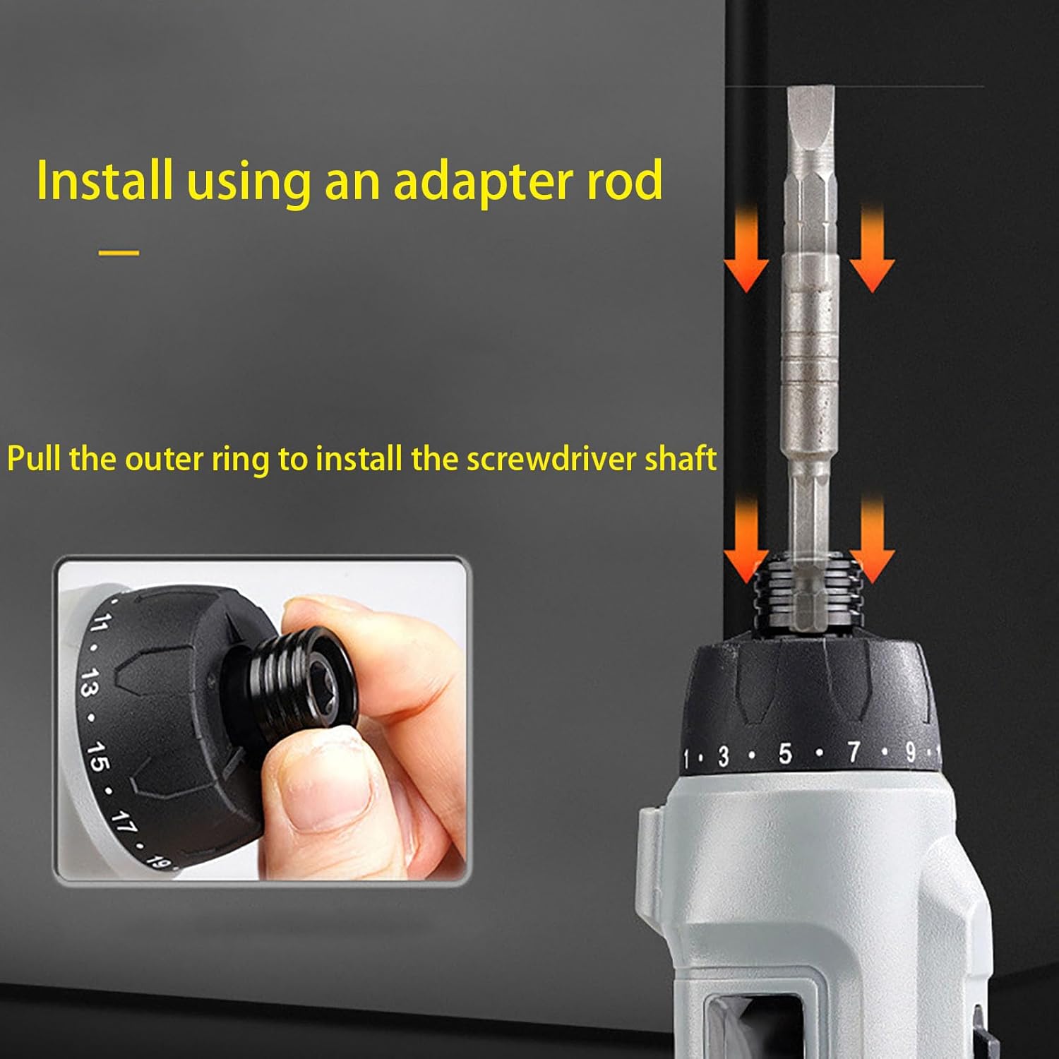 Electric Screwdriver Cordless Kit,Rechargeable Electric Drill,3.7V 2000mAh Pivoting Handle Power Screwdriver (Grey) for Home Improvement DIY Project,47 Pcs