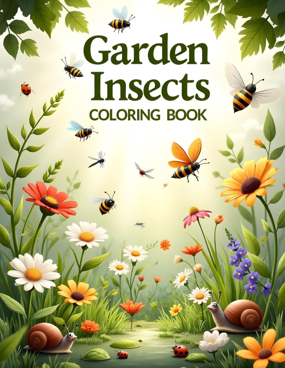 Garden Insects – Coloring Book: Fun and Relaxing Garden Bug Coloring Pages for Kids, Teens, and Adults | Butterflies, Bees, Ladybugs, and More