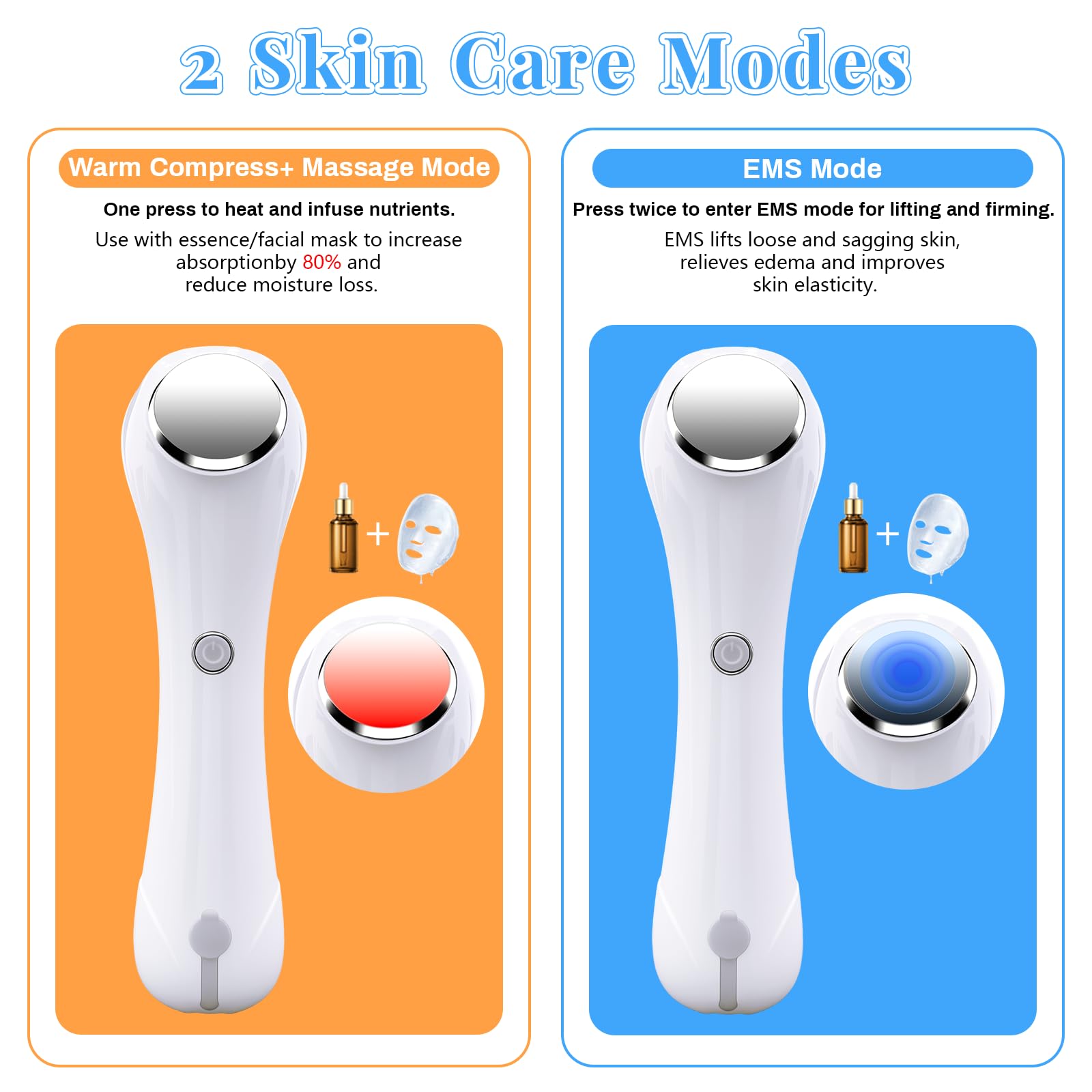 Brosse Nettoyante Visage, 2 en 1 Massage Visage avec 4 Embouts pour Nettoyer Le Visage en Profondeur, IPX7 Imperméable Brosse Électrique Visage, 2 Réglages de Vitesse