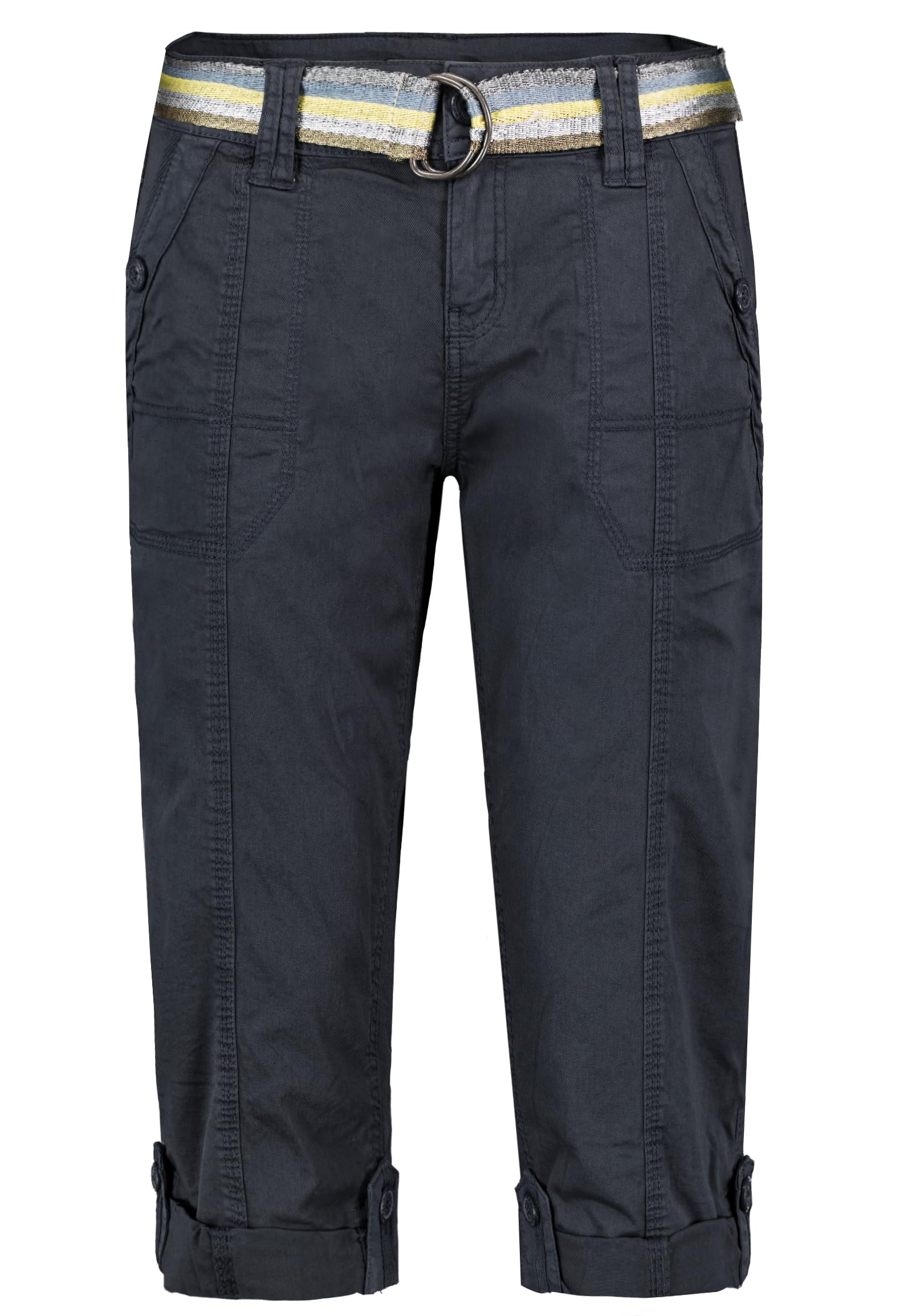 FRESH MADE Damen Capri-Hose 3/4-Shorts mit Metallic Gürtel