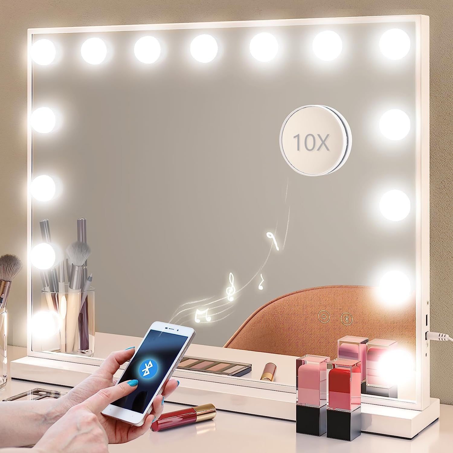 Uliyati Vanity Mirror with Lights and Bluetooth Speaker,Hollywood
