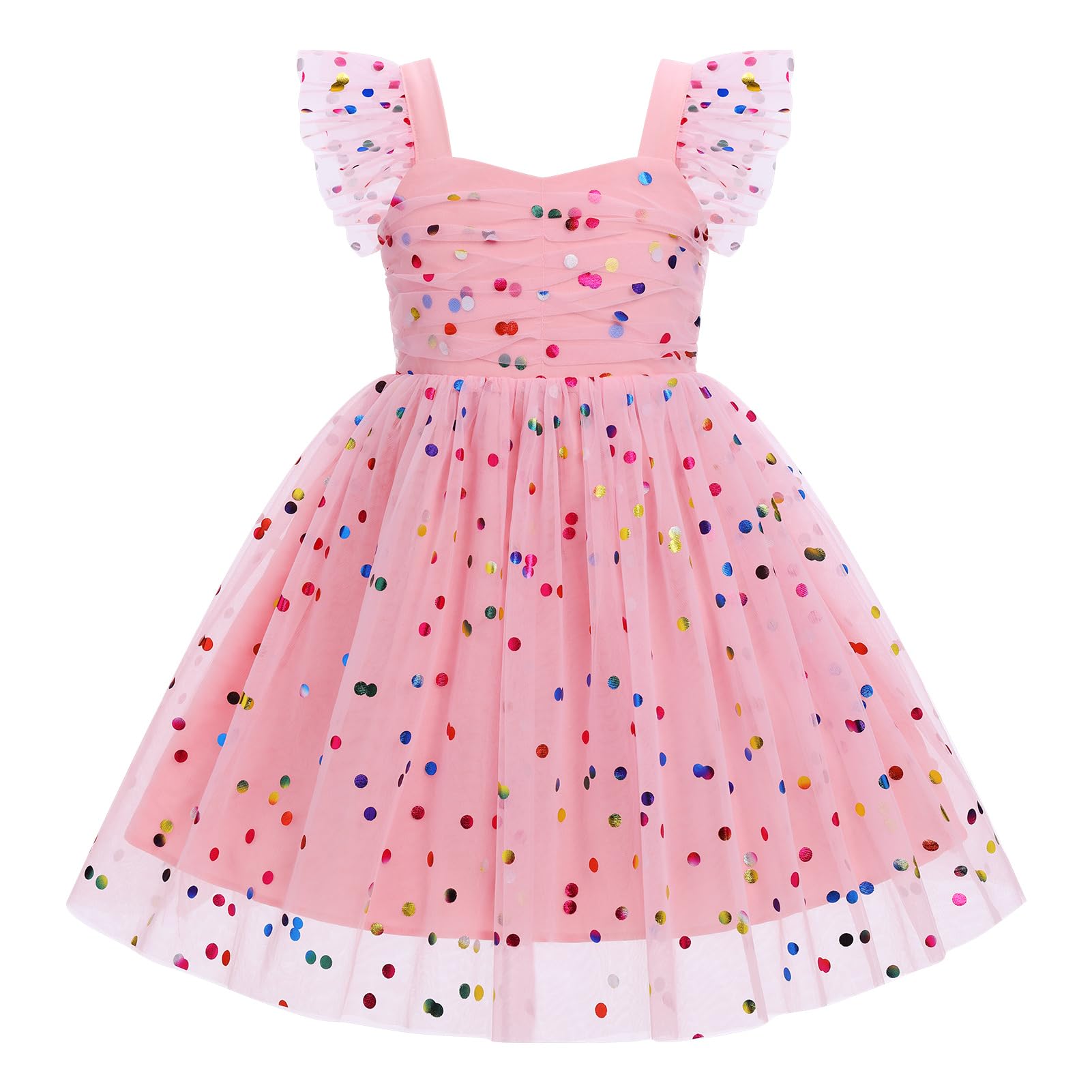 IBTOM CASTLE Toddler Flower Girls Baby Sleeveless Floral Tulle Tutu Dress | Sleeveless First Birthday Dresses, Smocked Back, Pageant Formal Princess Ball Gown, Fairy Party Wedding Guest Outfit, Prom