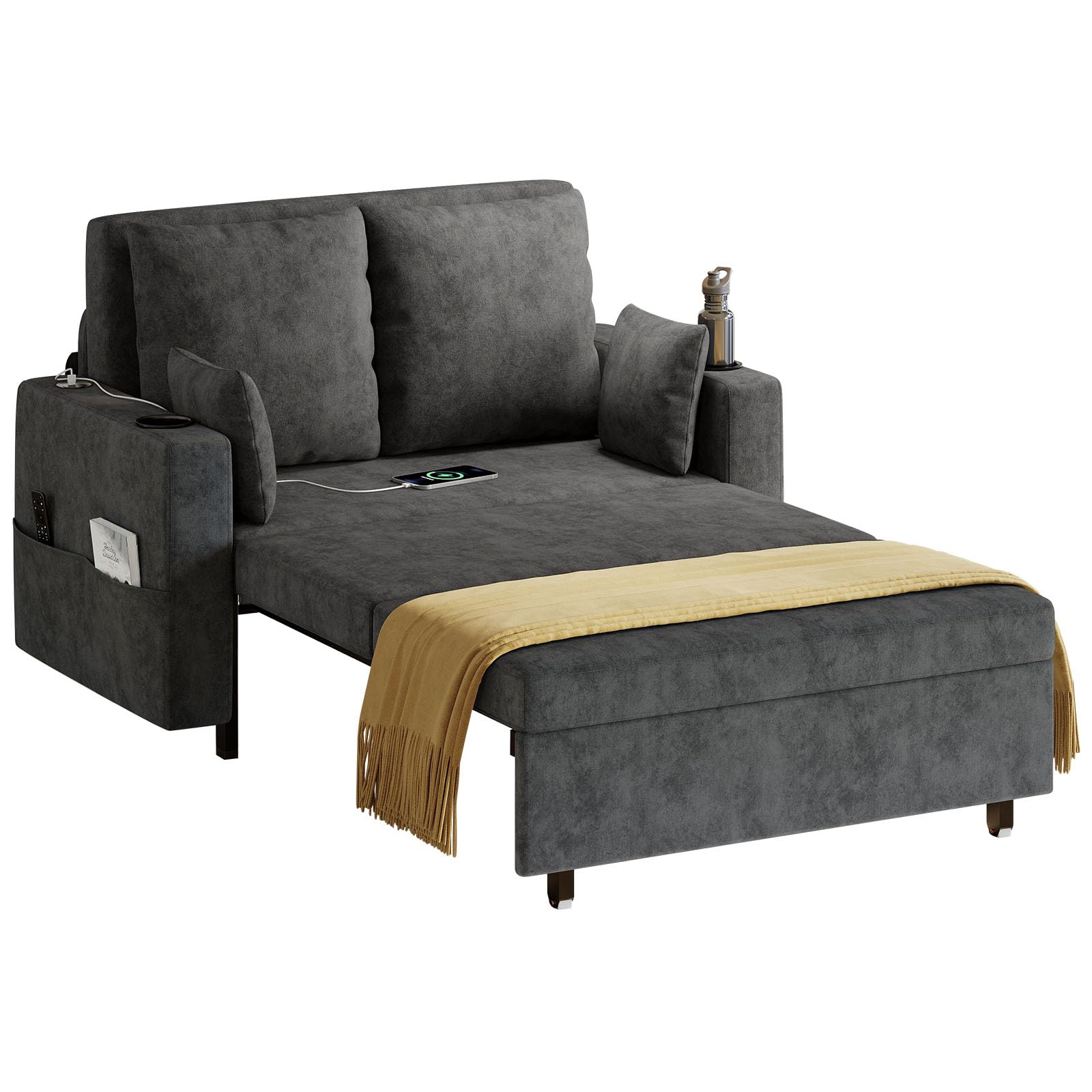 3-in-1 Convertible Loveseat Sleeper Sofa with Storage
