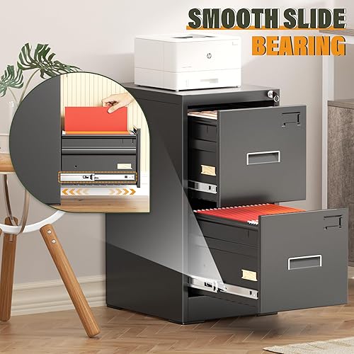 Miniatura 22 de Greenvelly Archivador de 4 cajones, archivador vertical de metal con cerradura, archivadores de metal con bloqueo para oficina en casa, tamaño Negro