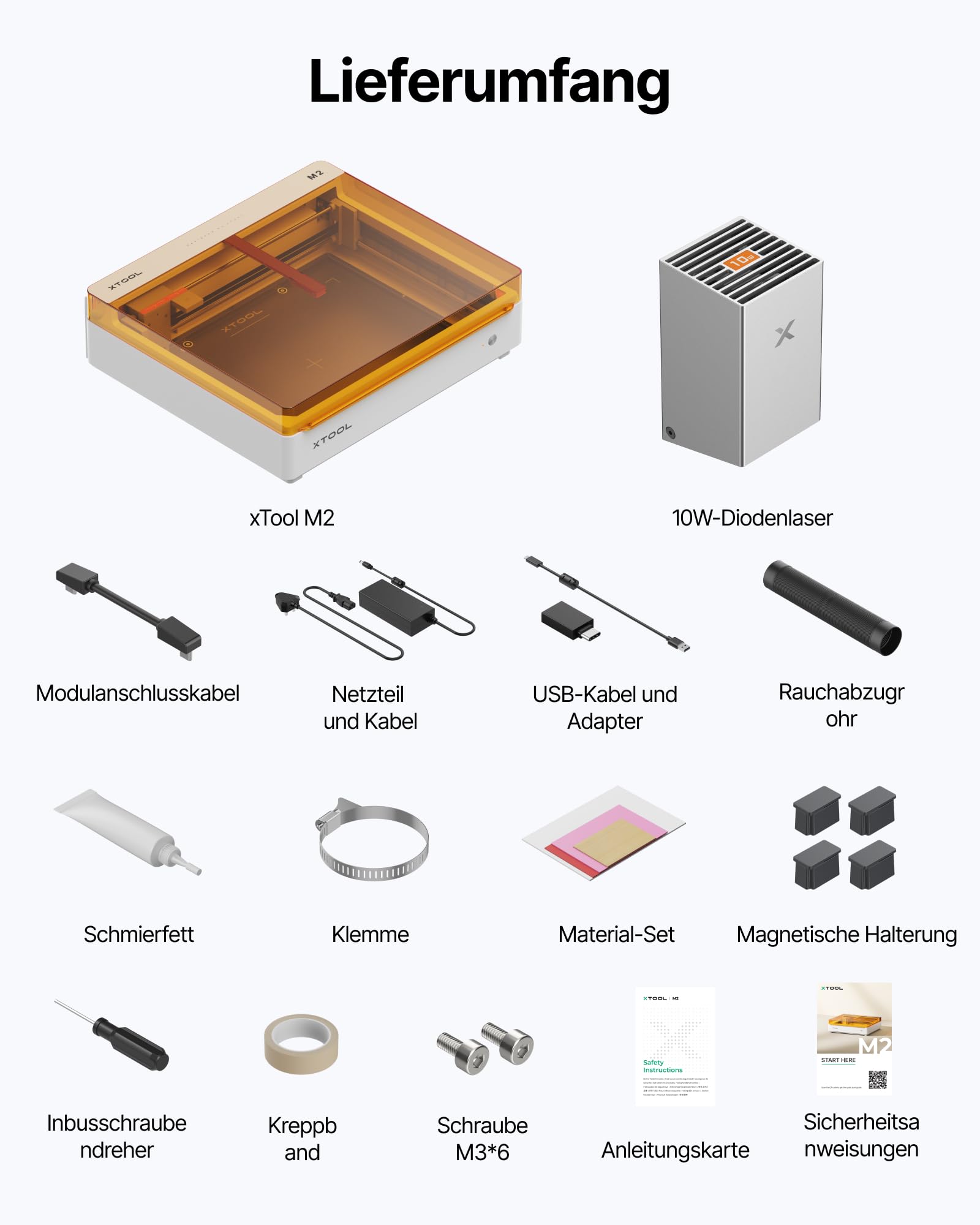 xTool M2 10W Laser Graviermaschine mit Dual-Kamera, Klasse 1 Sicherheits Lasergravur, Laser Cutter für Home DIY Basteln auf Holz, Leder, Filz, Stoff & Papier