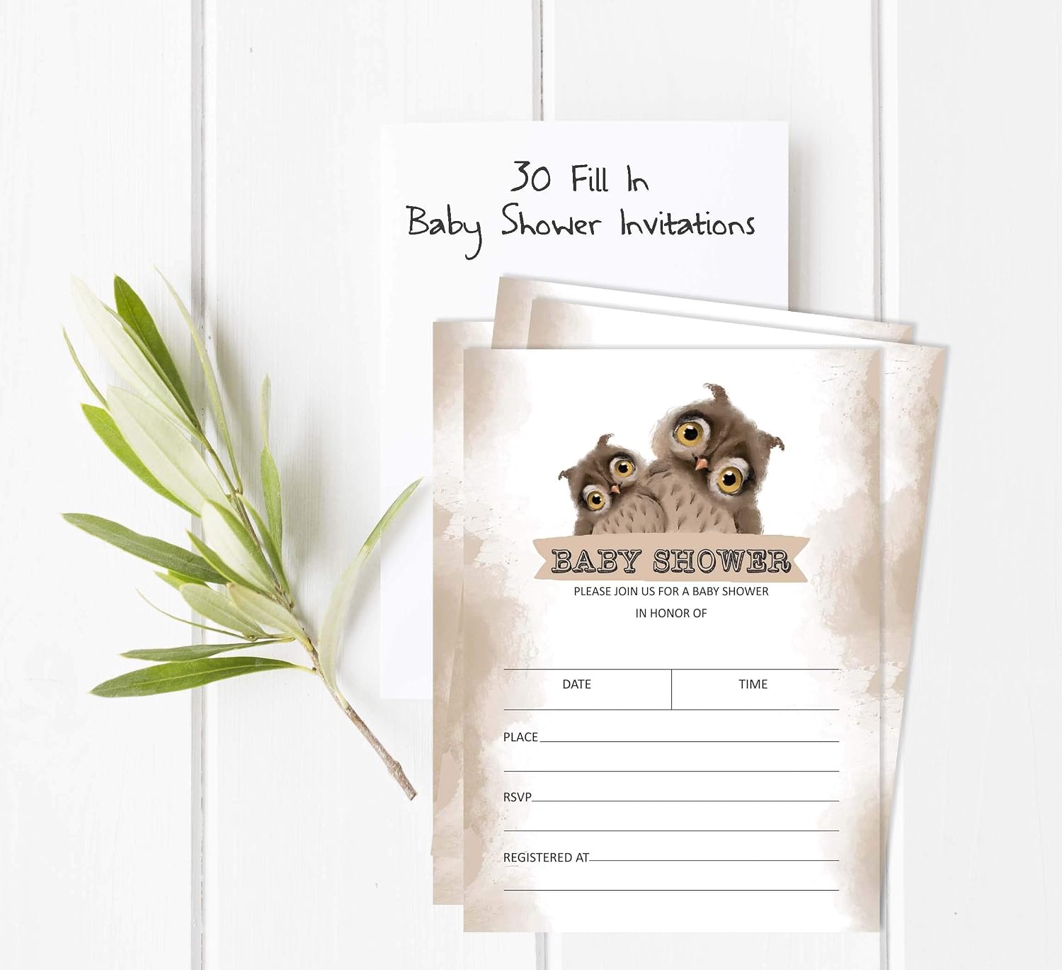 Set Of 30 Owl Bird Baby Shower Invitations-Diaper Raffle Tickets And Baby Shower Book Request Cards Invites Its A Boy Its A Girl