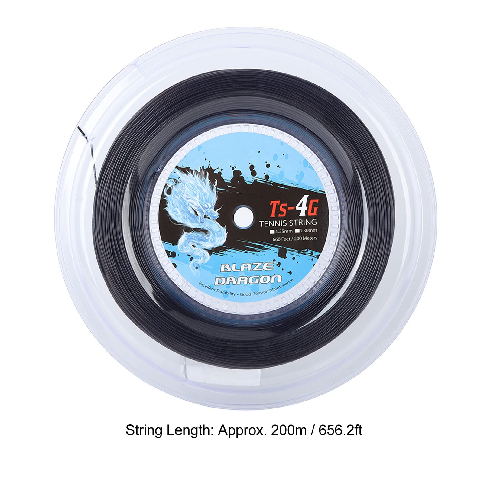 Bobina per Corde da Tennis, Corda per Racchetta da Tennis in Poliestere ad Alta Resistenza per Palestra per Giocatori migliorati(Nero, 1,30 mm) Accessori per Badminton e Tennis