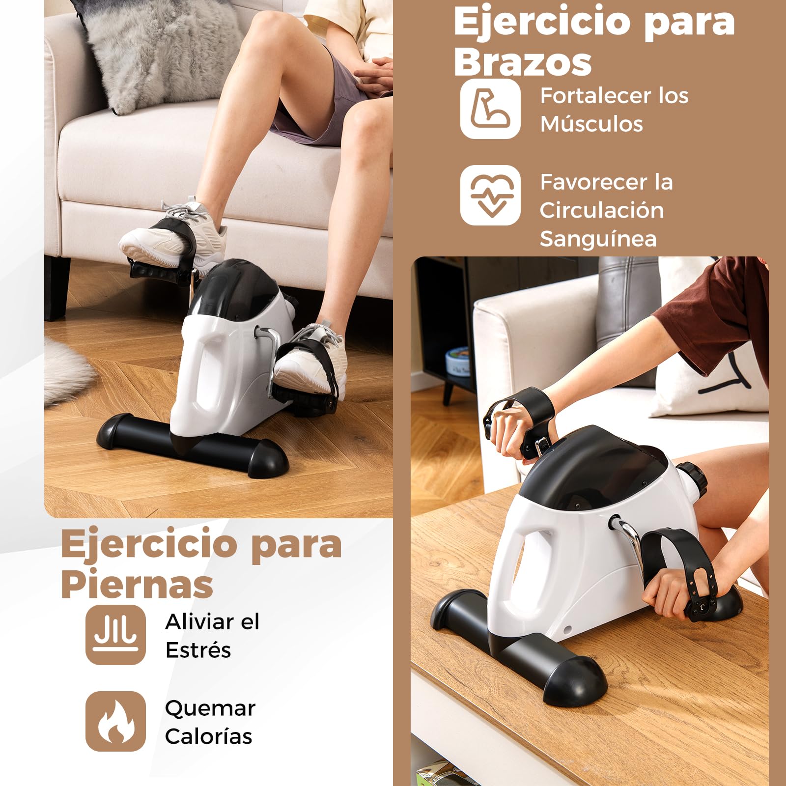 GOPLUS Bicicleta Estática Mini Pedaleador, Pedales Estáticos Ajustables con Pantalla LCD, Portátil para Brazos y Piernas, Ideal para Hogar, Oficina y Personas Mayores