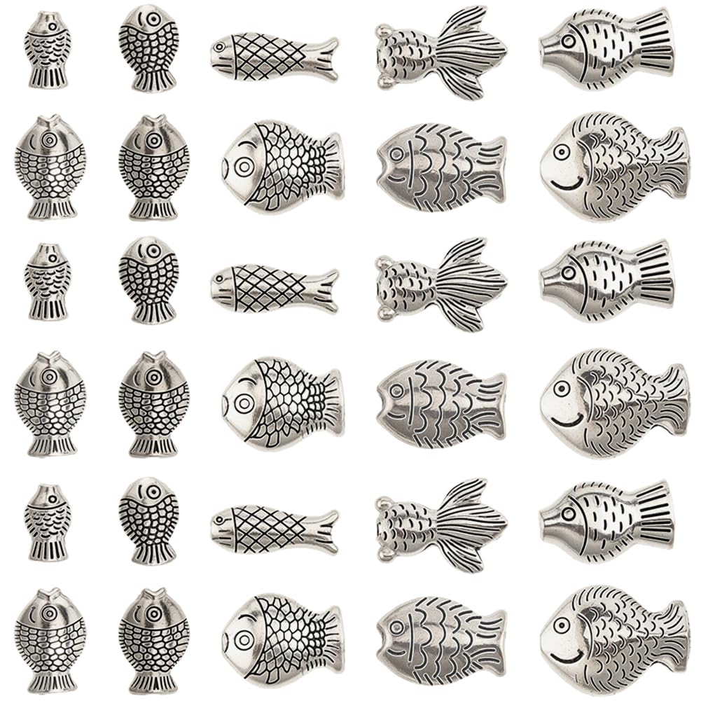 Perles en métal argenté poisson pour réparer et personnaliser vos bijoux