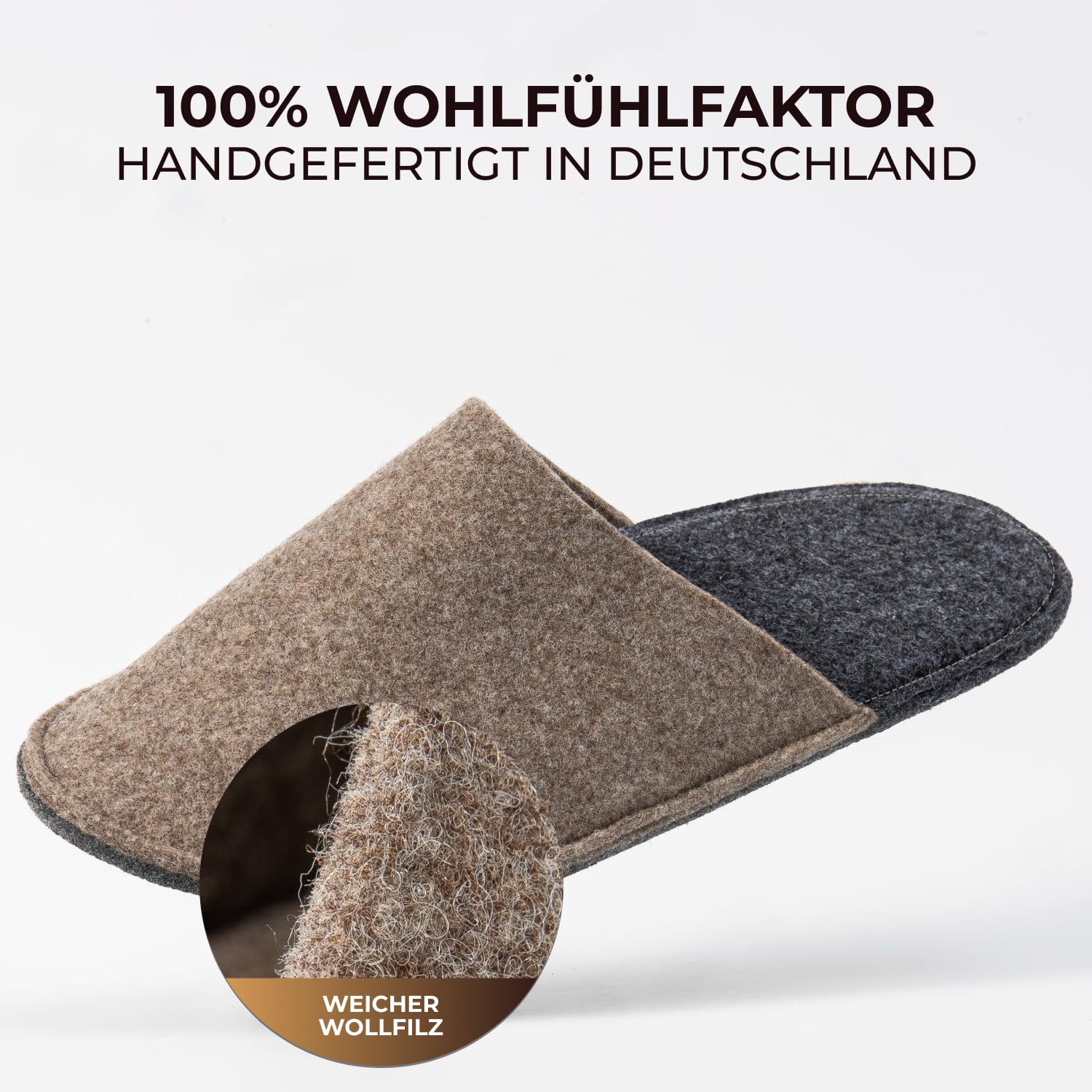 Wollfilz Gästehausschuhe Set mit Anti-Rutsch Sohle - Made in Germany - Gästepantoffeln Unisex Hausschuhe Gäste EU 36-47
