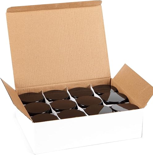 Miniatura 4 de Vivaplex 12 azul cobalto 2 onzas tarros de cristal redondos con revestimientos interiores y tapas negras