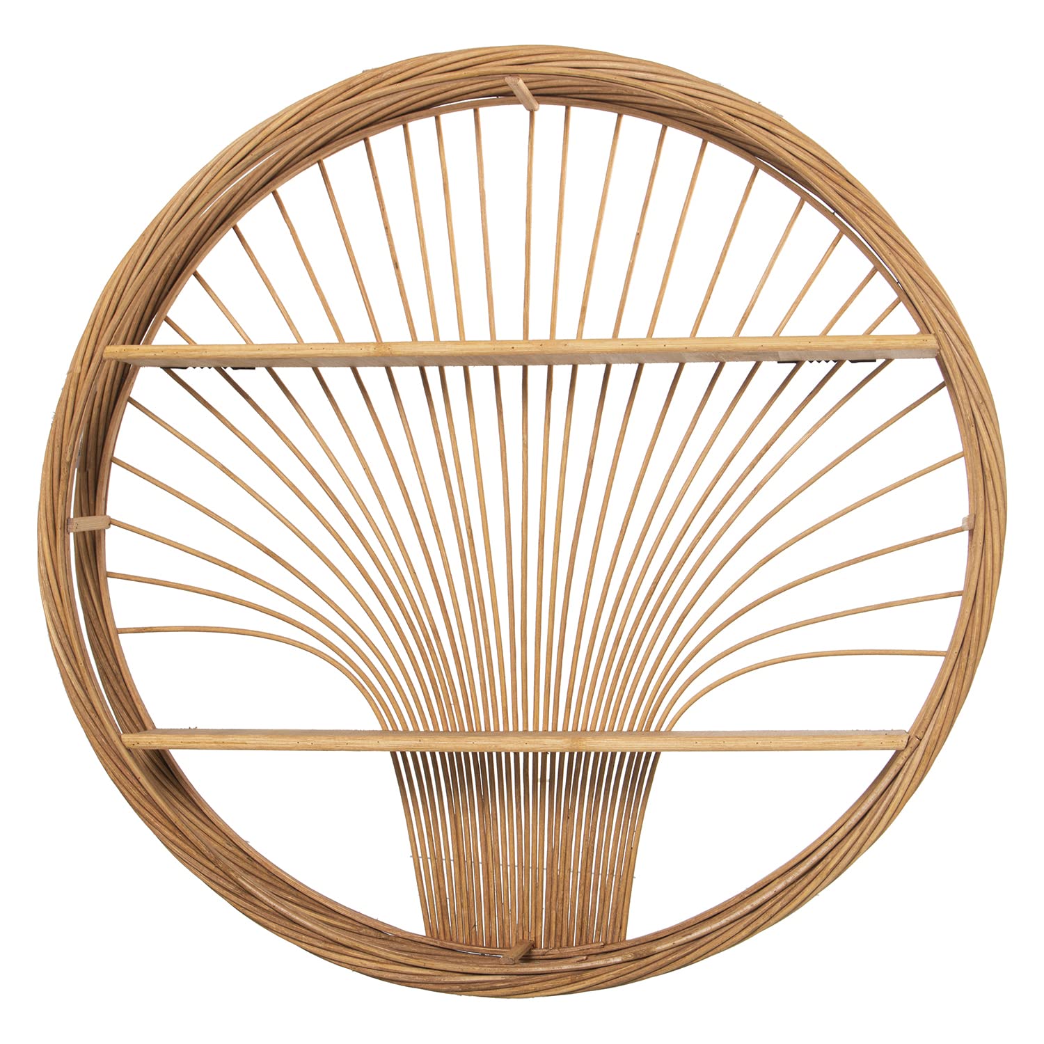 Étagère en bois naturel 62x11 cm meuble rangement mural deux tablettes