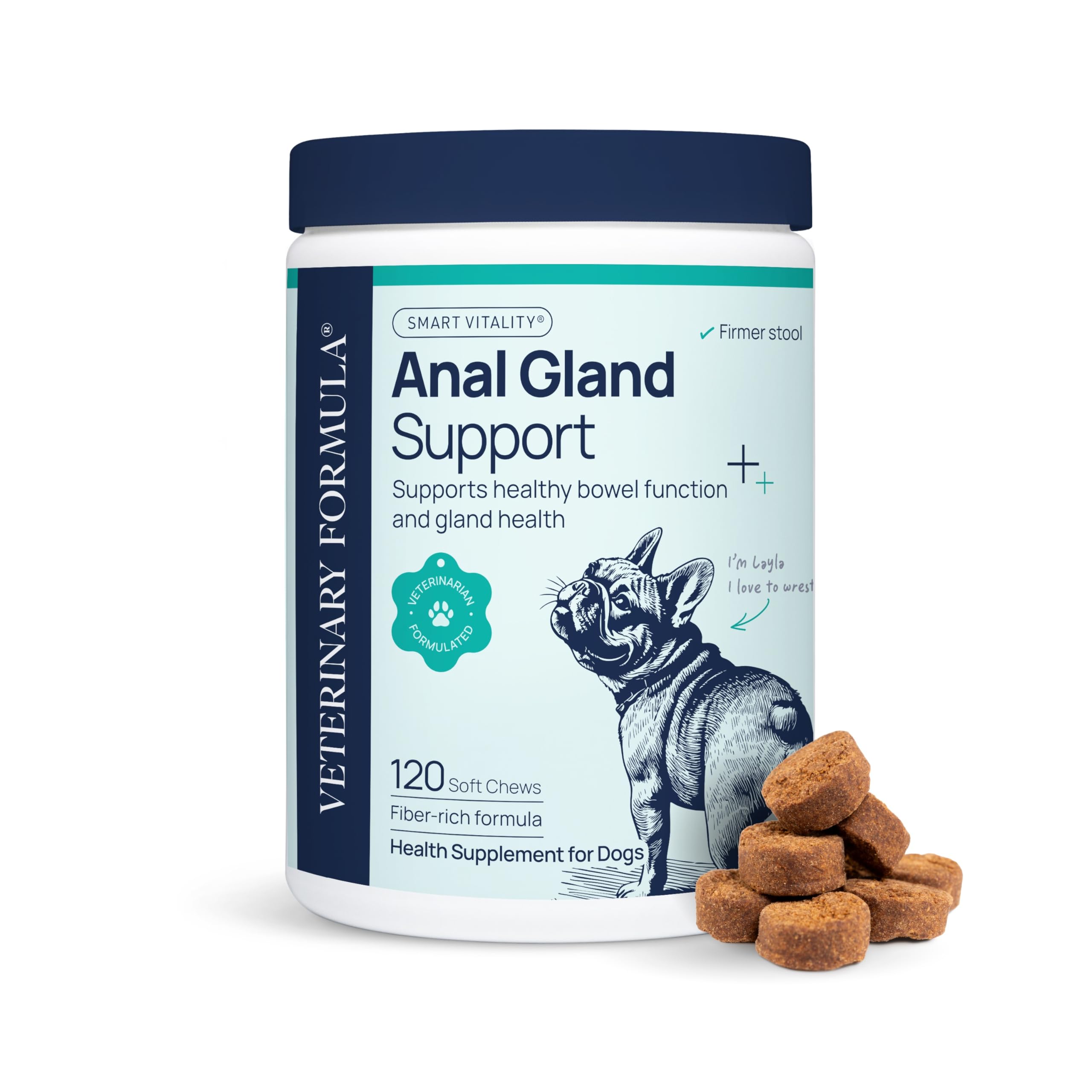 Veterinary Formula Anal Gland Support for Dogs – Vet-Formulated No Scoot Chews with Pumpkin, Ginger, Agave Inulin & Probiotics – Supports Scooting, Stool Quality & Digestive Health, 120 Soft Chews