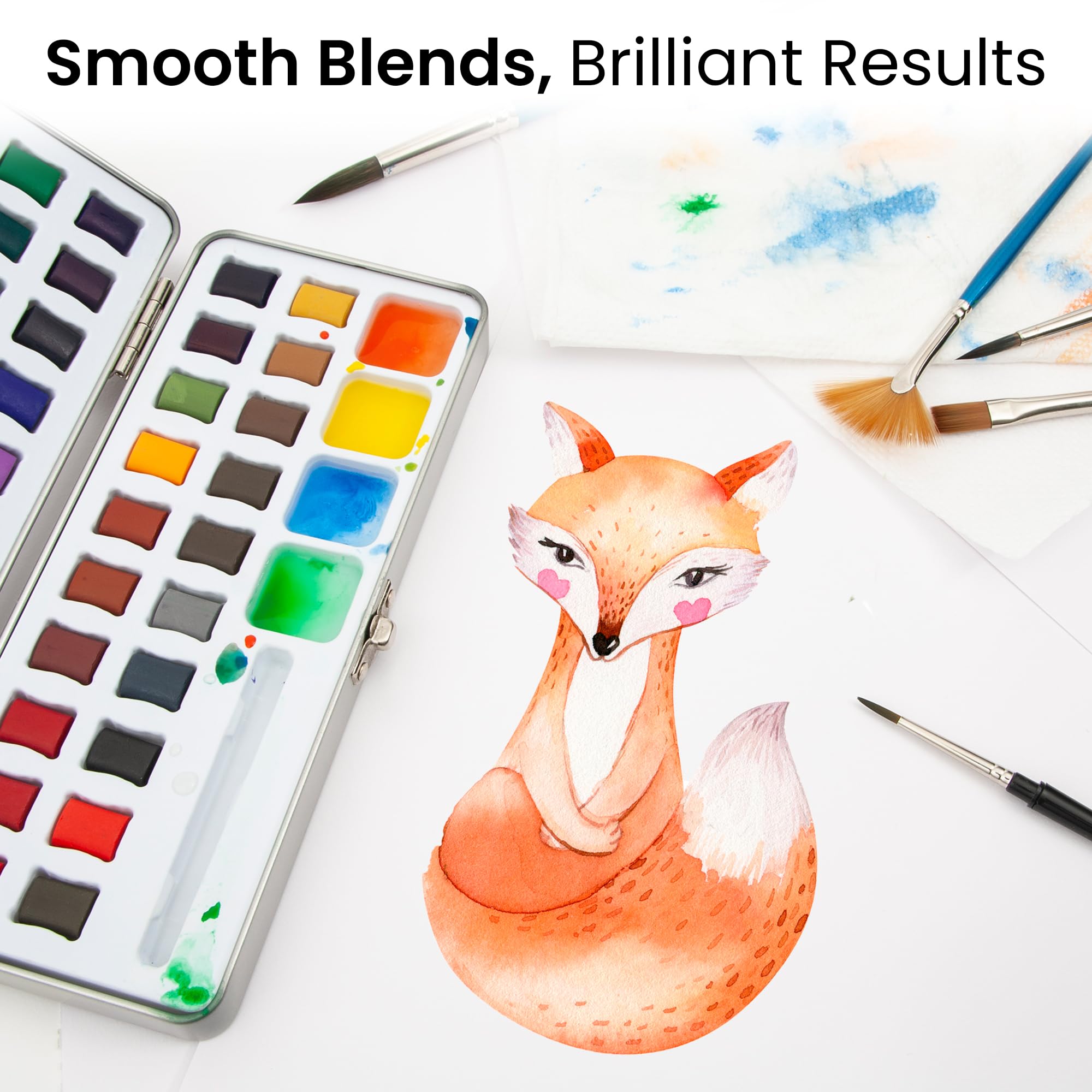 Amazon | ARTISTIK 水彩絵の具セット - 50色 ハーフパンパレットと