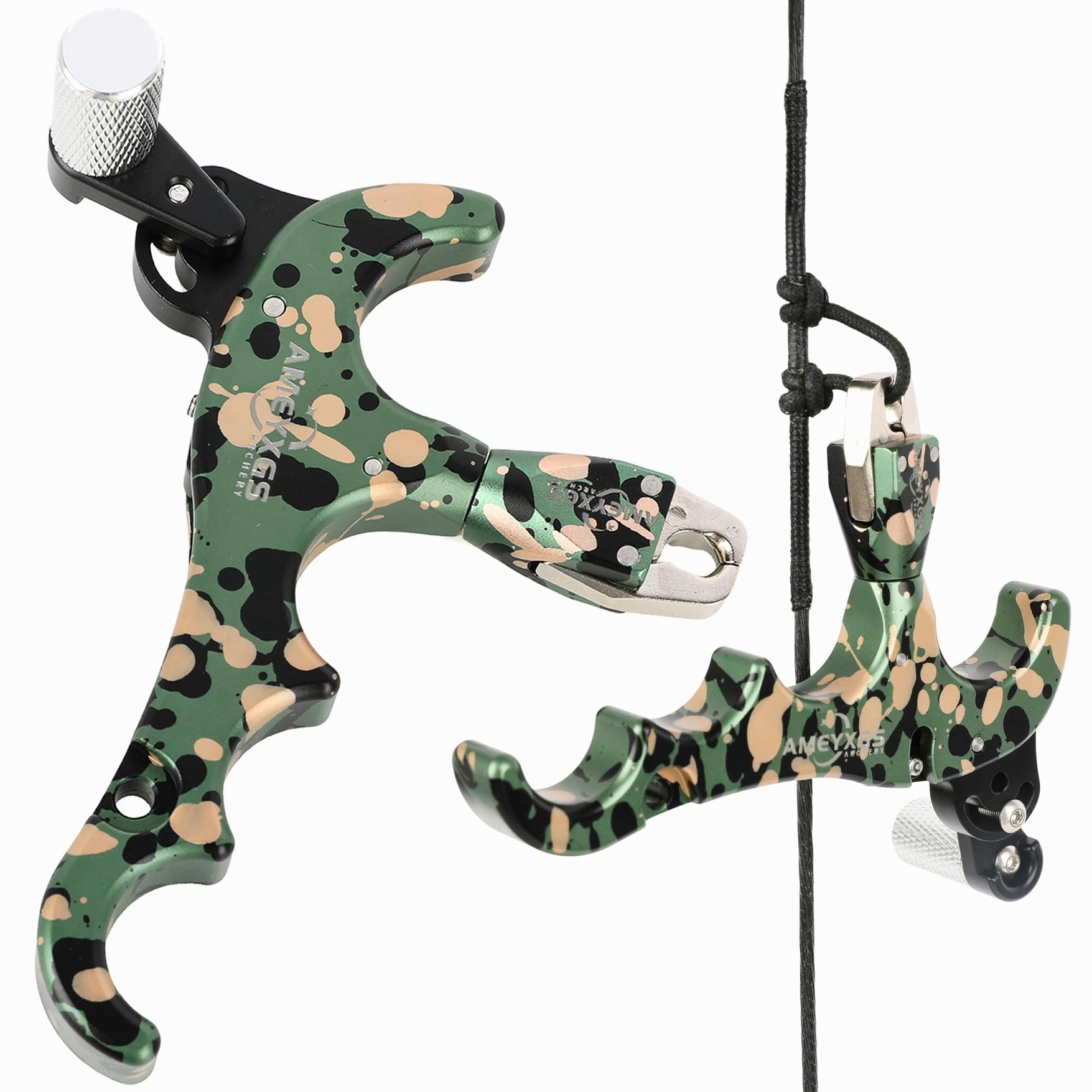 Release Aid Arco Compound Tiro con L'Arco Rilascio Sgancio per Compound Bow Trigger 4 Dita Regolabile Accessori Arceria Caccia Tiro Sportivo Competizione RH LH Fino a 80lbs