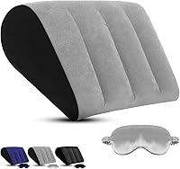 Vista 9 de Almohada inflable de cuña para viajar y dormir: cojín de cuña portátil con máscara de ojos de seda para elevación de piernas, soporte de espalda