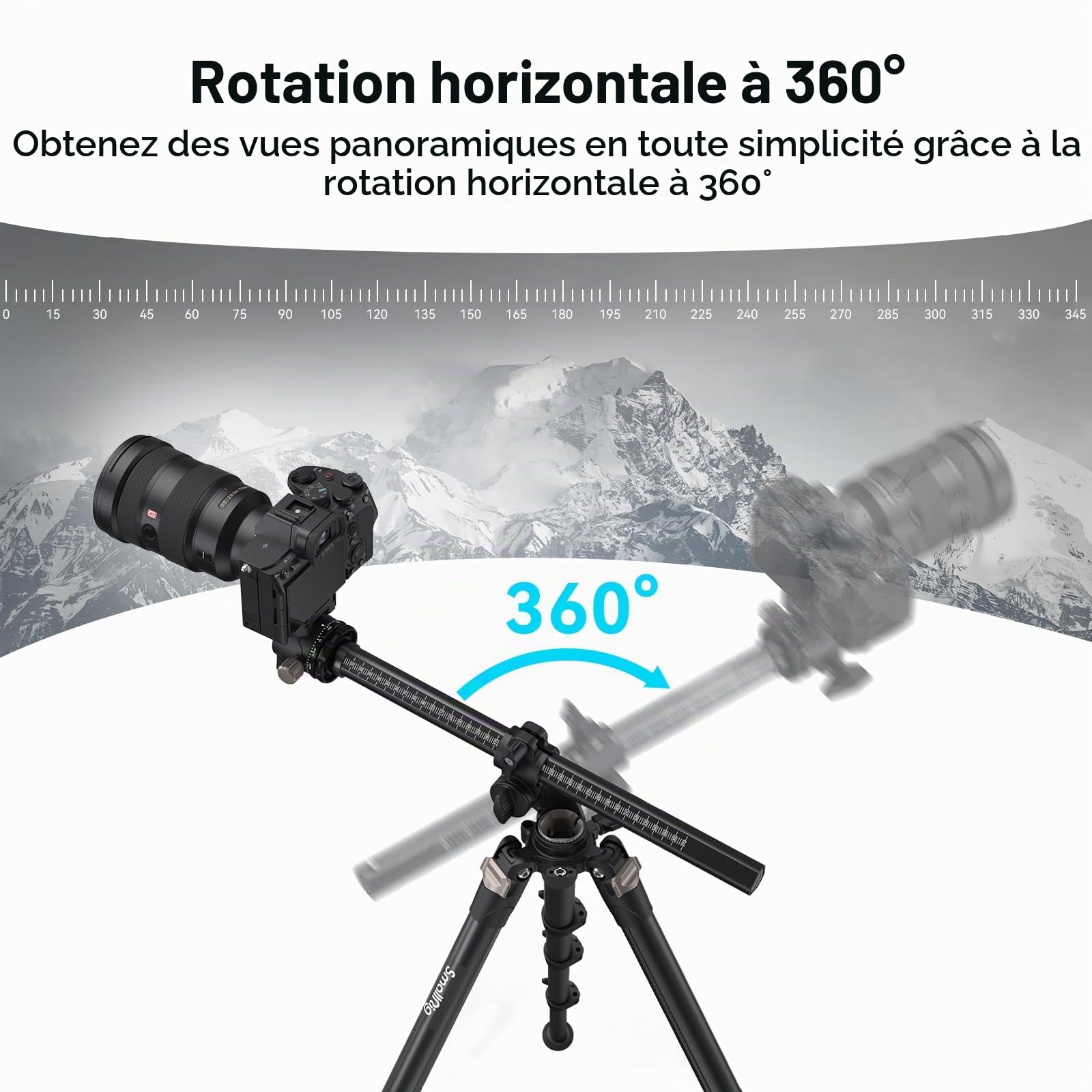 SMALLRIG CT200 Trépied Appareil Photo 185cm, Monopode Horizontal à Colonne Centrale de Rotation à 360°, avec Support pour Smartphone, Sac de Transport, Sac de Poids, 10 kg Charge Maximale - 4288