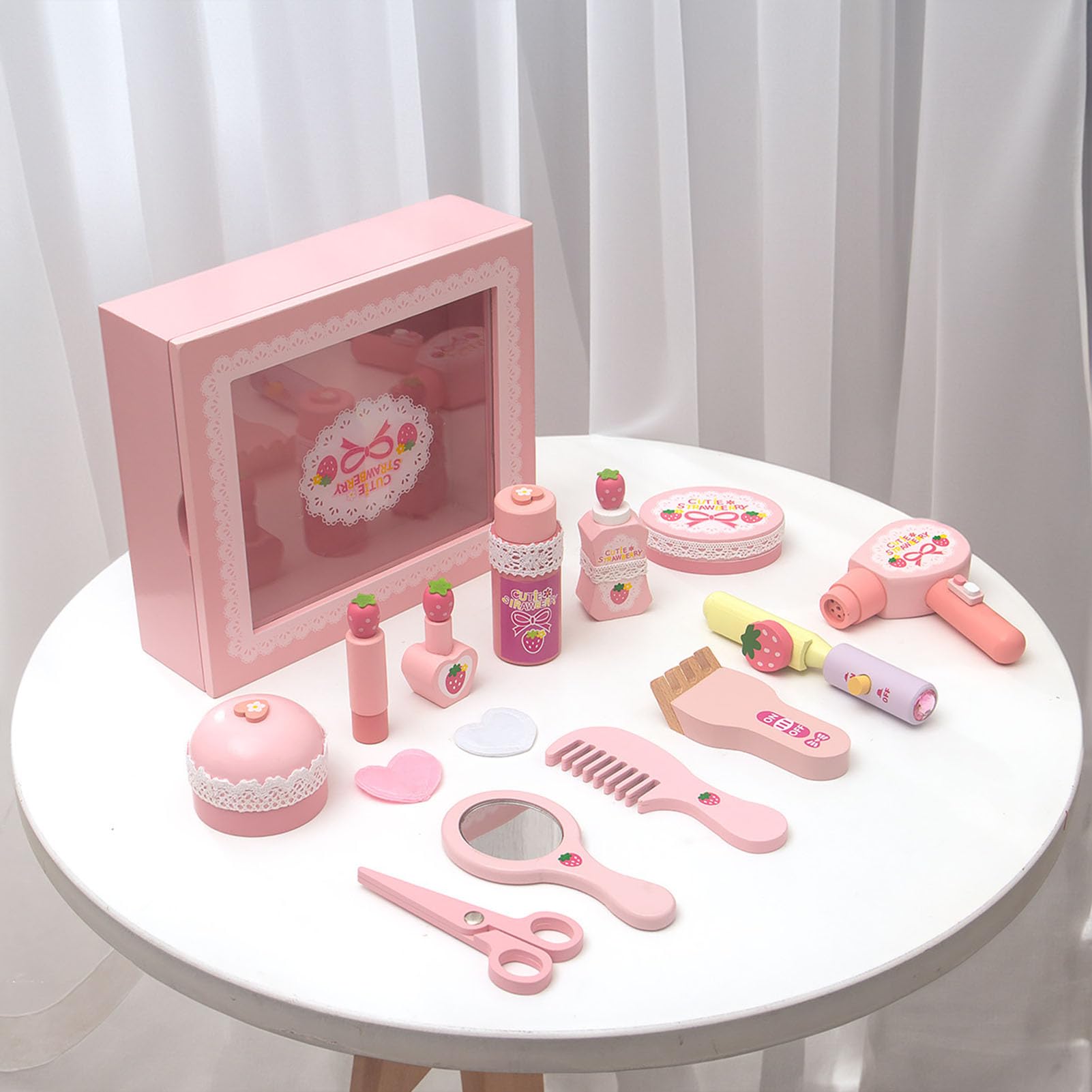Set di Giochi di Trucco in Legno, Kit Cosmetico per Principessa Immaginaria
