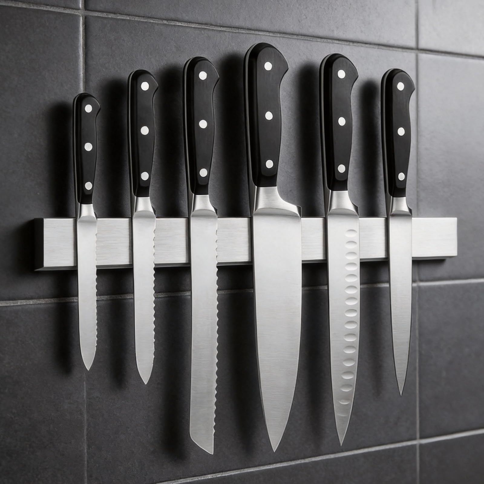 THMINS Magnetleiste Messer, 40 cm Magnetischer Messerhalter für die Wand, zur Messeraufbewahrung Werkzeugständer aus Metall zur Aufbewahrung von Küchenutensilien (Silber)