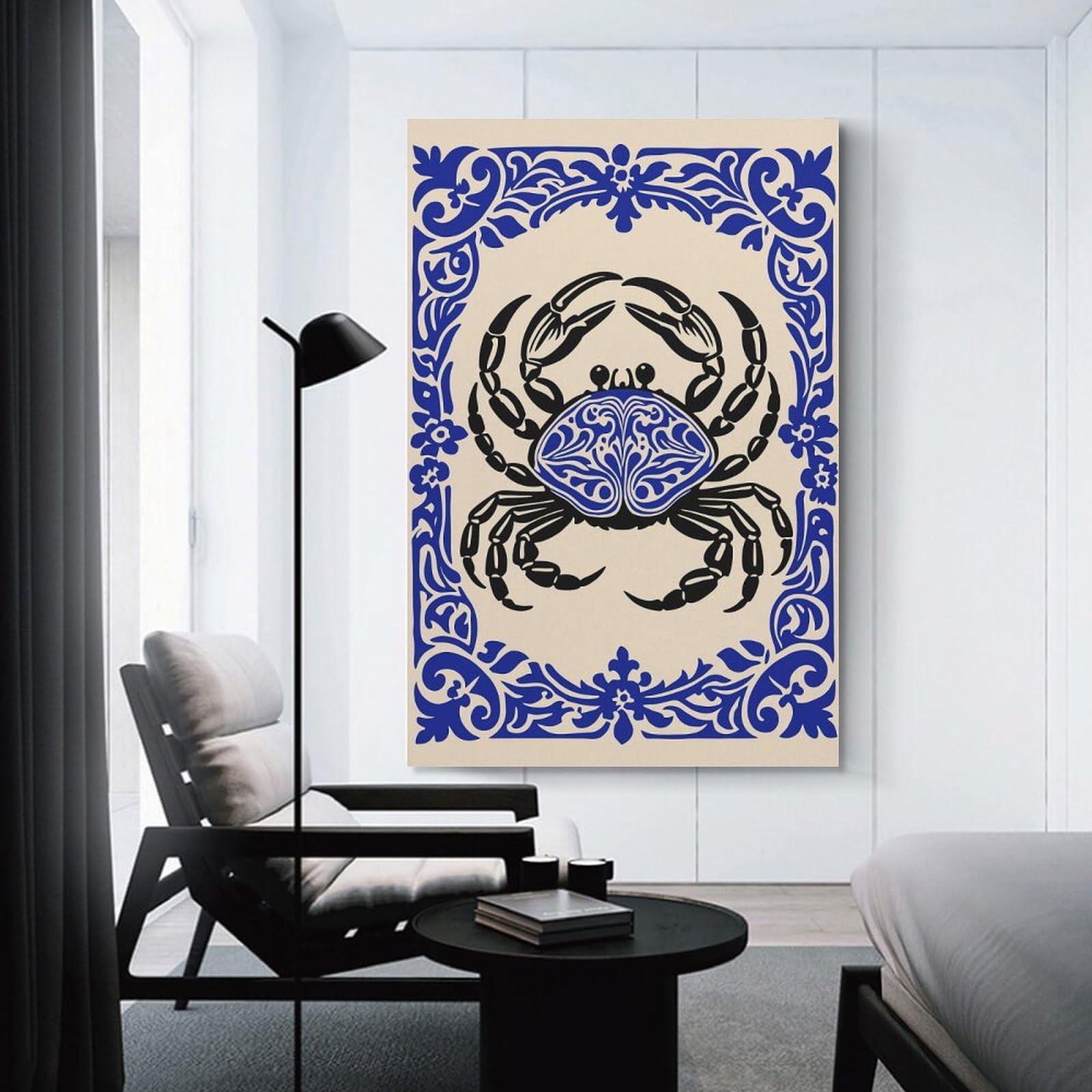 Junmoney Ornate Crab Illustration Wall Art Print, 20x30inch(50x75cm), for Wall Displays, Bedrooms Or Room Updates, A Versatile Canvas Print for Layering