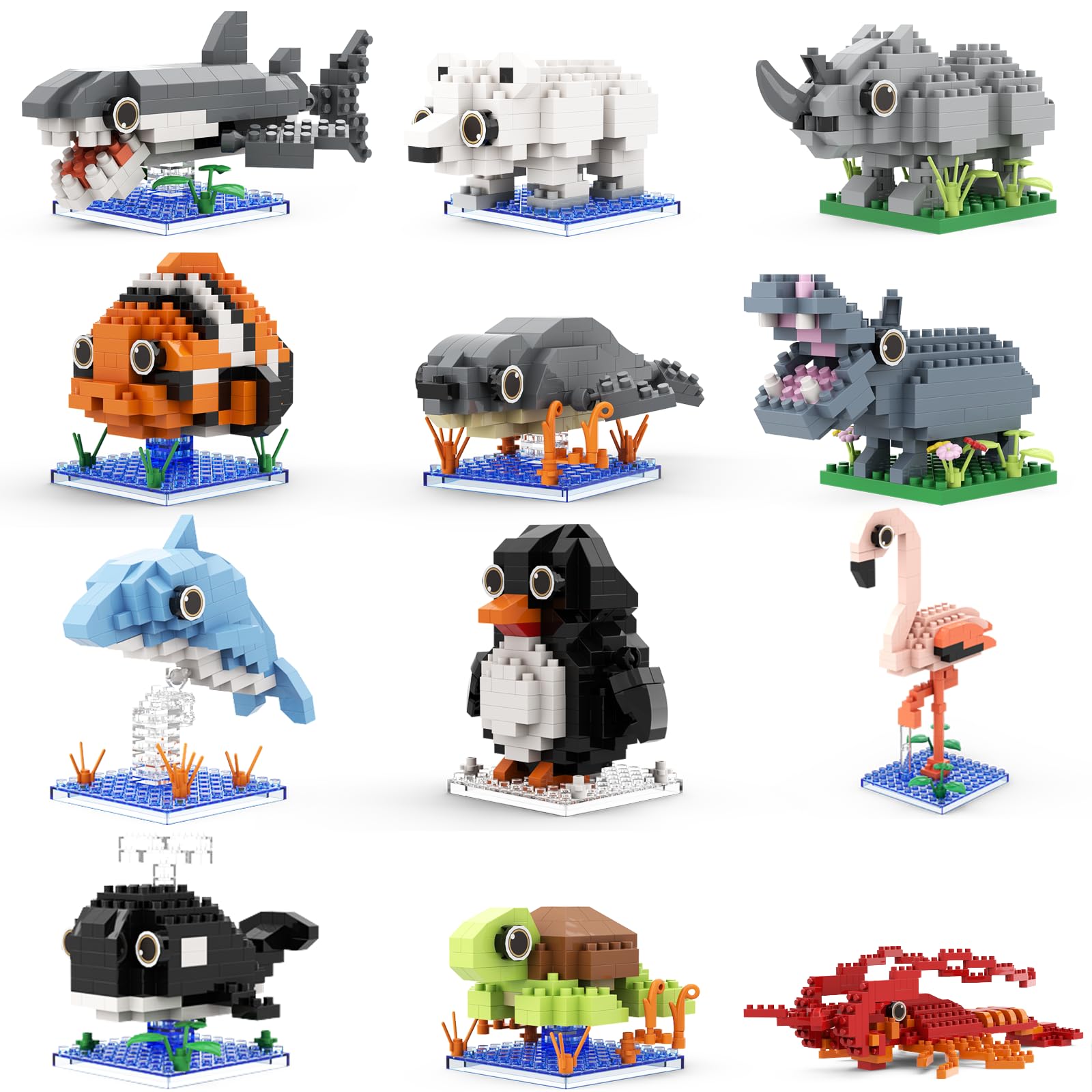 MJDDJA Party Favors for Kids 8-12, 1635PCS-12 Kinds of Animals Building Block Toy, Easter Gifts Goodie Bags Stocking Stuffer Classroom Prizes Building Set, Birthday Gift for Boys Girls Ages 8 9 10 11+