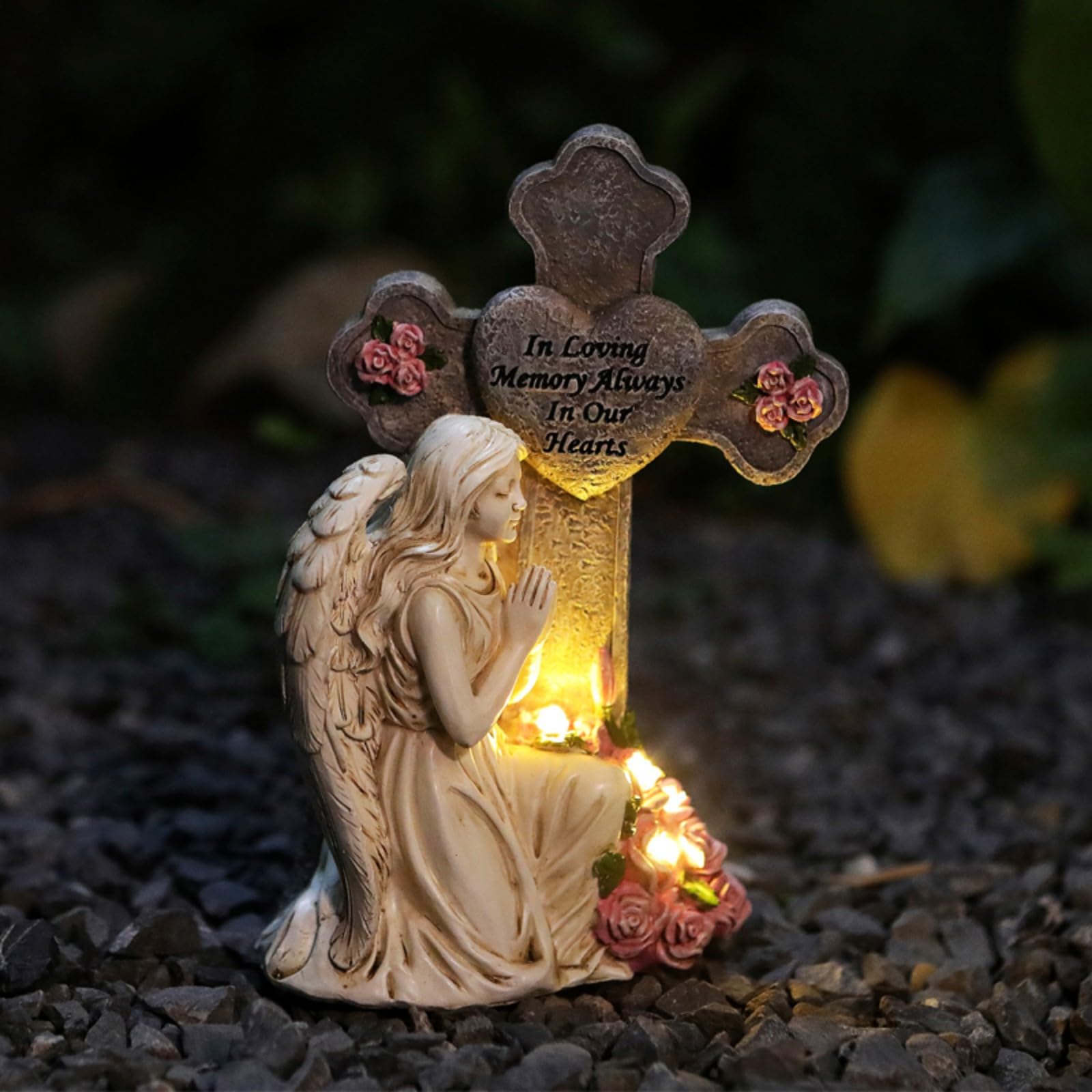 (1 Confezione) Statua in Preghiera Luce da Giardino, White