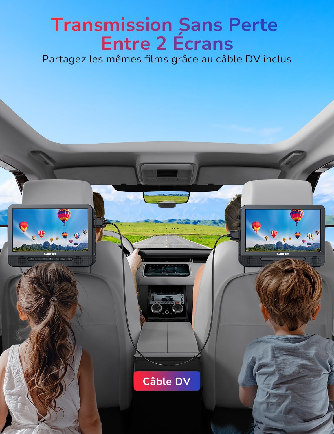 GoNavido Lecteur DVD Blu Ray 10.1" Lecteur blu Ray Portable,HDMI Out Prise en Charge 1080P Video,Lecteur blu Ray Voiture 2 ecrans avec battrie Rechargeable,Dolby Audio