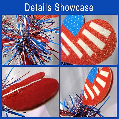 Miniatura 4 de Diadema para el Día de la Independencia del 4 de julio, accesorios para la cabeza, diseño de bandera de estrella con flecos, diseño de corazón,