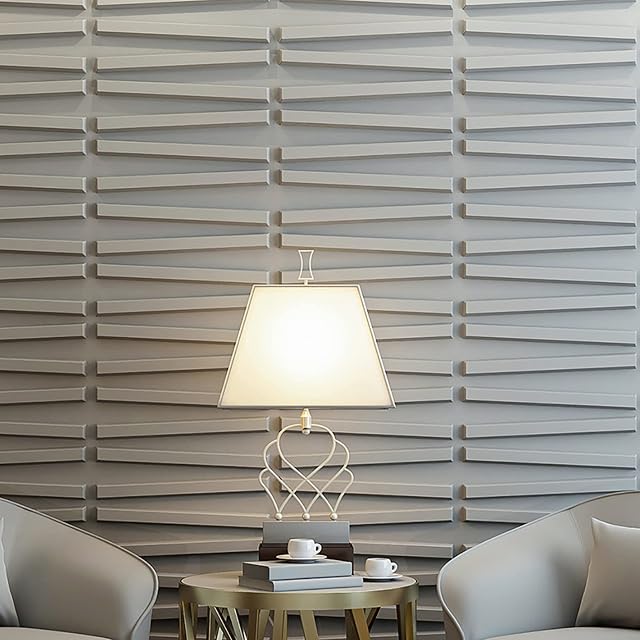 Art3d PVC White Textured 3D Wall Panels for Interior Wall Decor in Living Room,Bedroom,12 Pack 3 Sq meter