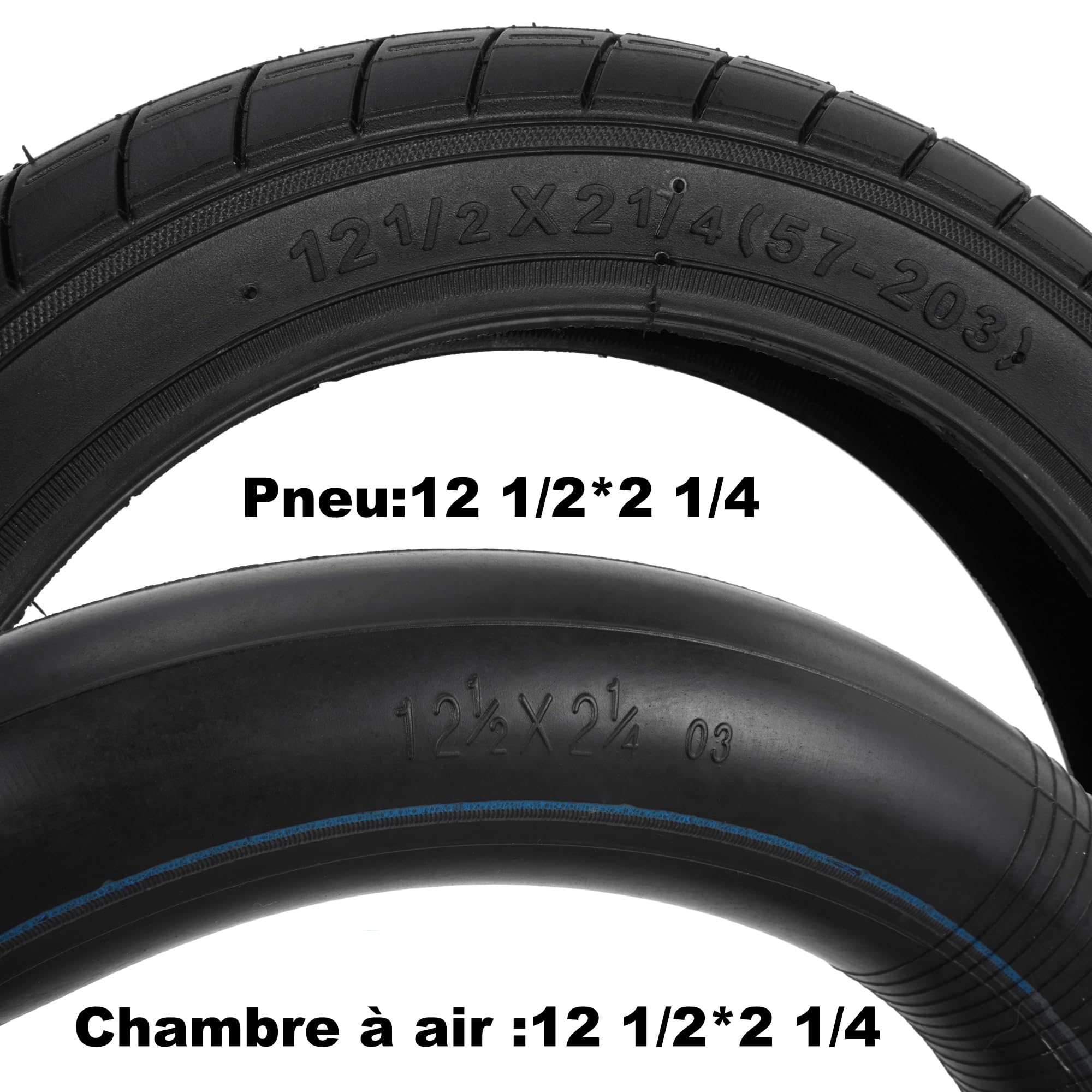 JIAYAN 12.5 x 2.25 Pneu et Chambre à air pour vélo d'enfant,Pneu et Chambre à air 12-1/2 x2-1/4 pour RoyalBaby, Joystar, Dynacraft et trottinettes électriques, Tube pour vélo d'équilibre
